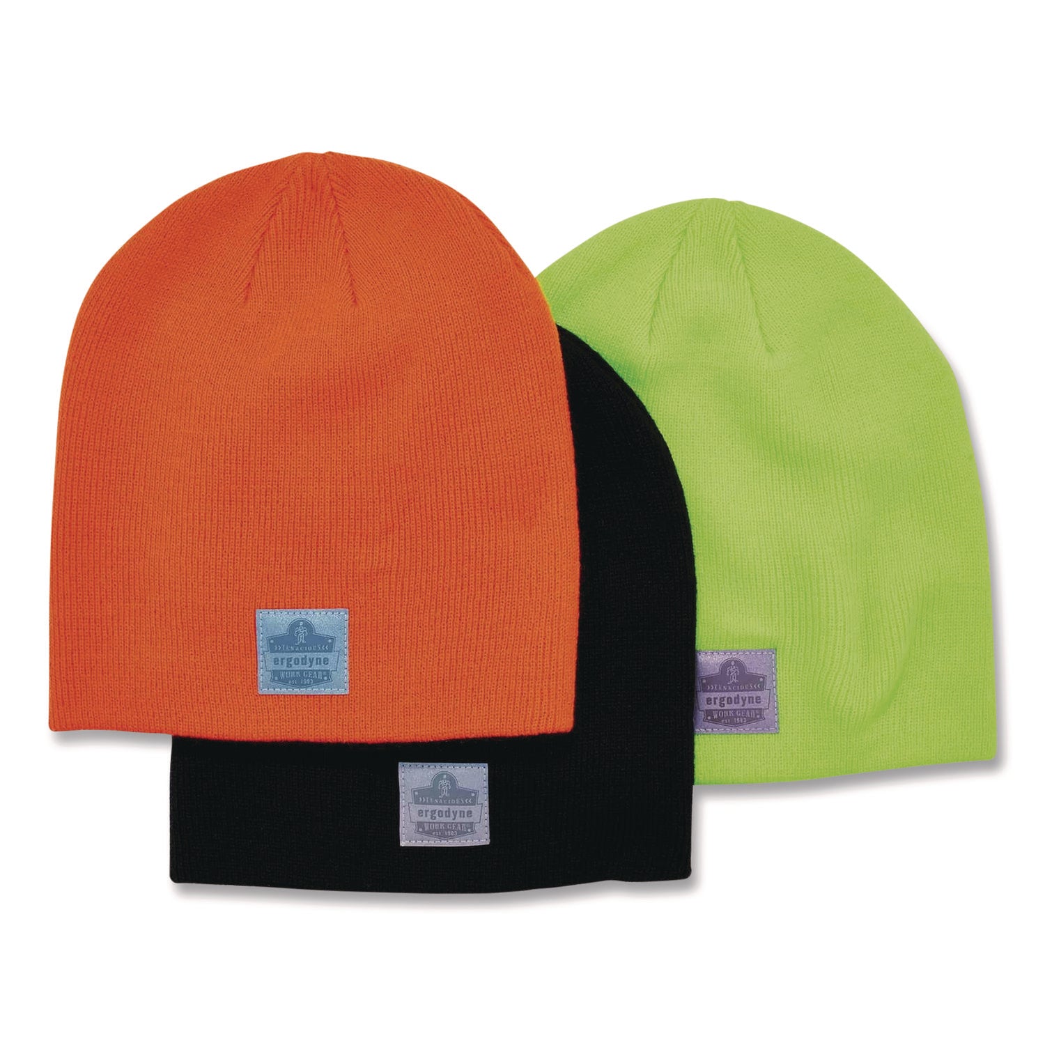 Ergodyne 6812 Ribbed Knit Beanie, Acrylic, Orange, Pack of 6