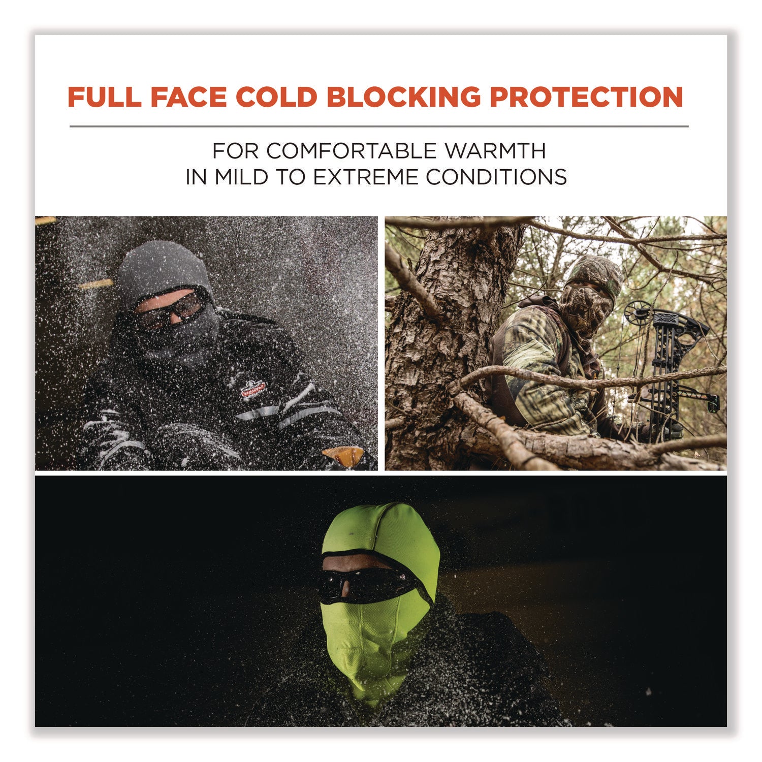 Ergodyne N-Ferno 6823 Balaclava Face Mask - Wind-Proof, Hinged Design - Fabric, Fleece - Lime