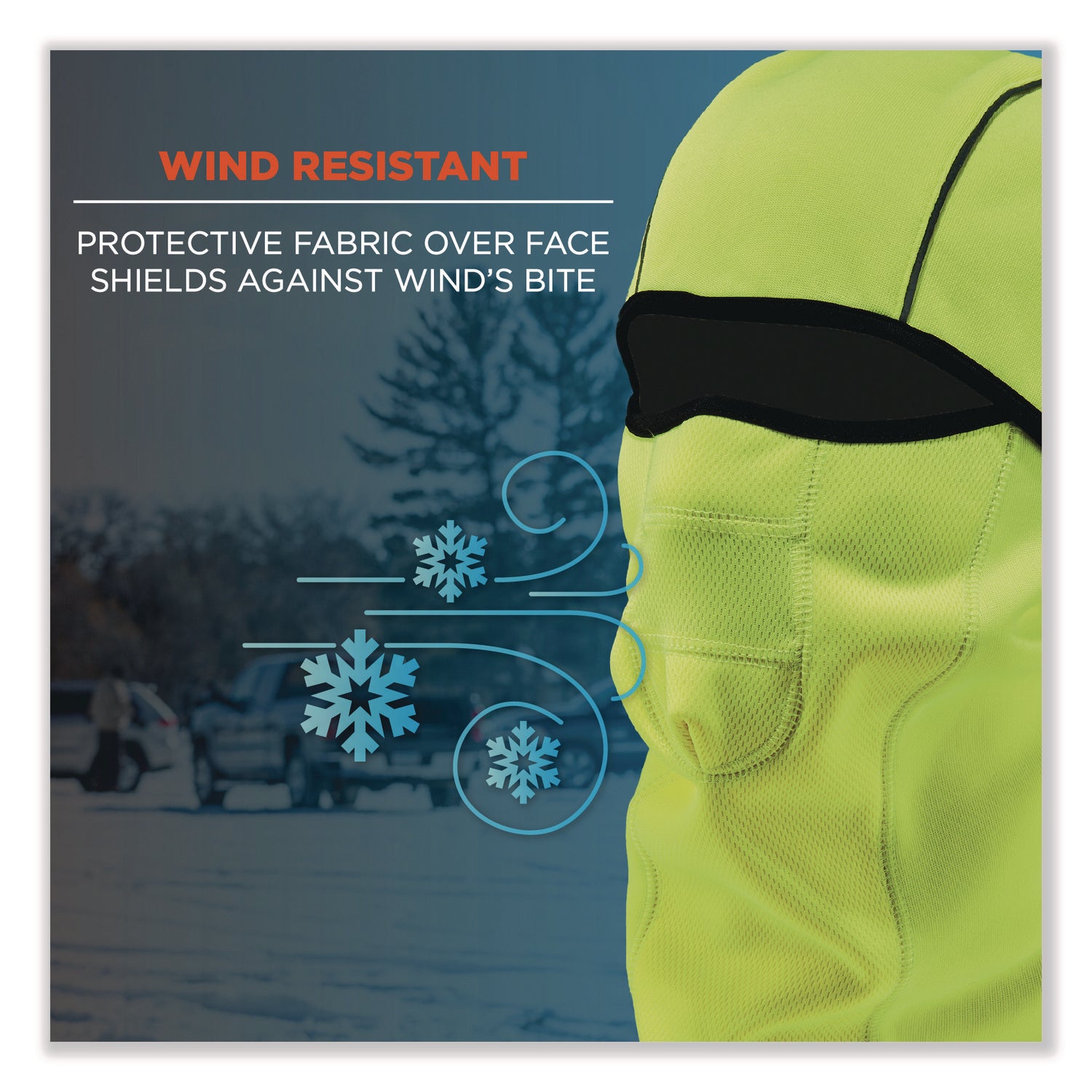 Ergodyne N-Ferno 6823 Balaclava Face Mask - Wind-Proof, Hinged Design - Fabric, Fleece - Lime