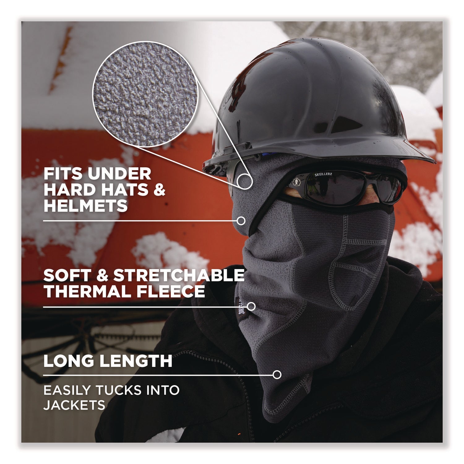 Ergodyne N-Ferno 6823 Balaclava Face Mask - Wind-Proof, Hinged Design - Fabric, Fleece - Lime