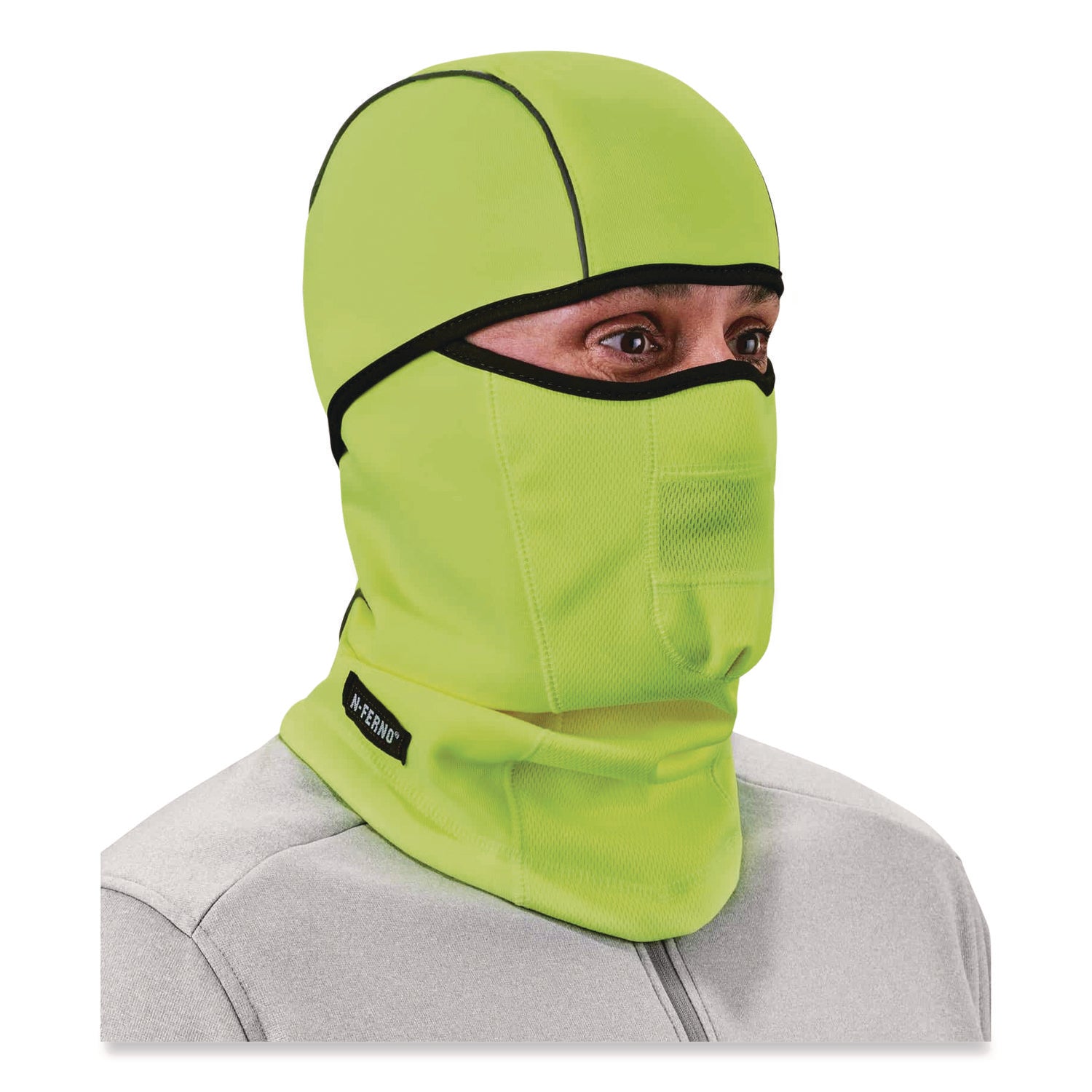 Ergodyne N-Ferno 6823 Balaclava Face Mask - Wind-Proof, Hinged Design - Fabric, Fleece - Lime