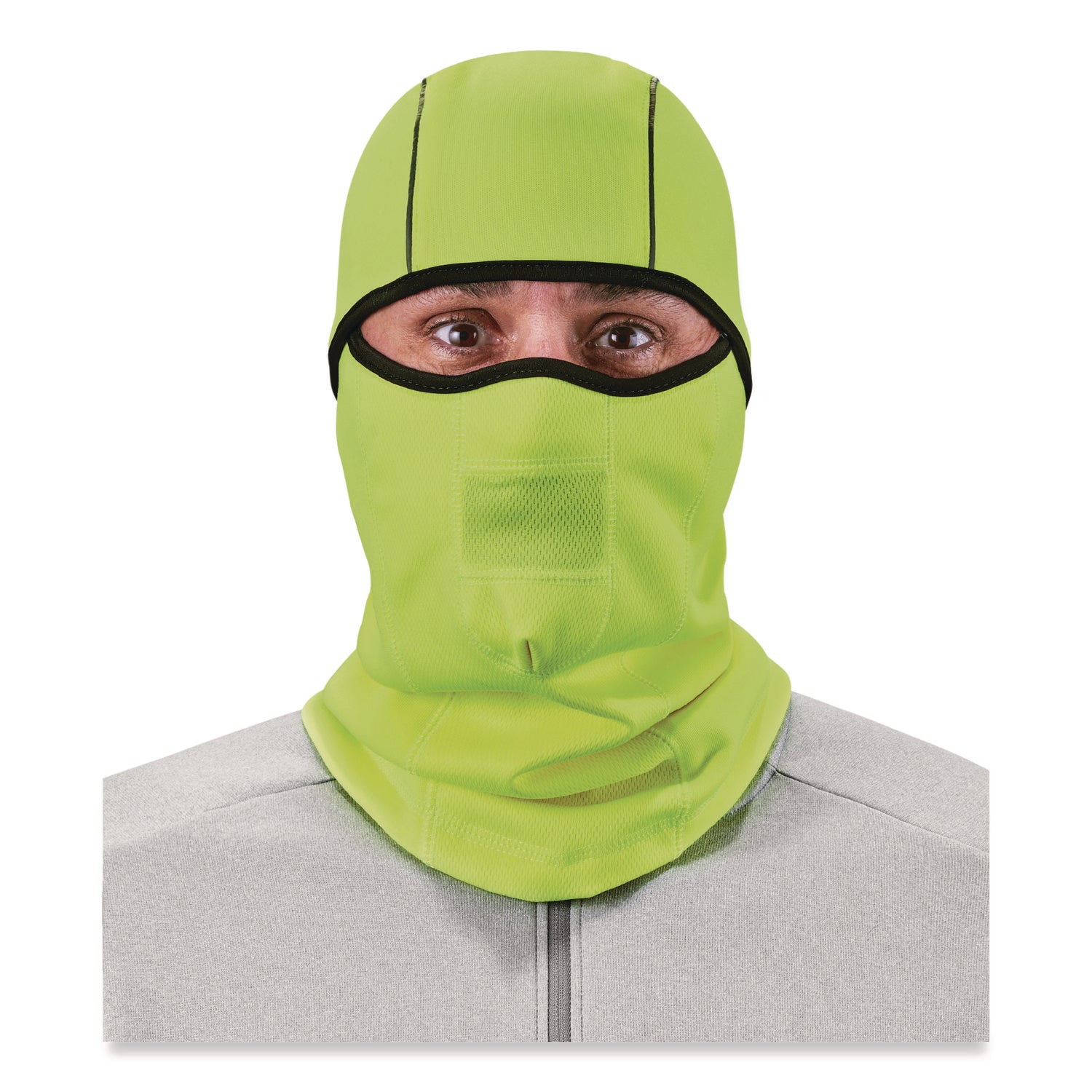 Ergodyne N-Ferno 6823 Balaclava Face Mask - Wind-Proof, Hinged Design - Fabric, Fleece - Lime
