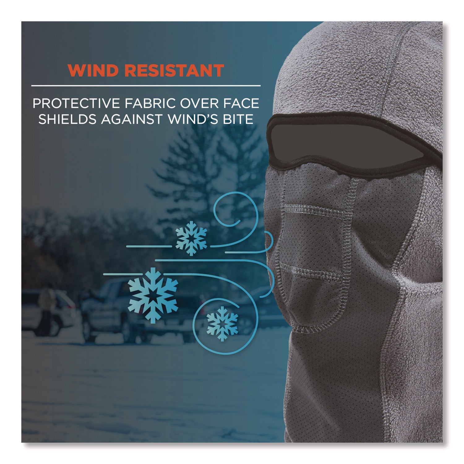Ergodyne N-Ferno 6823 Balaclava Face Mask - Wind-Proof, Hinged Design - Fabric, Fleece - Gray
