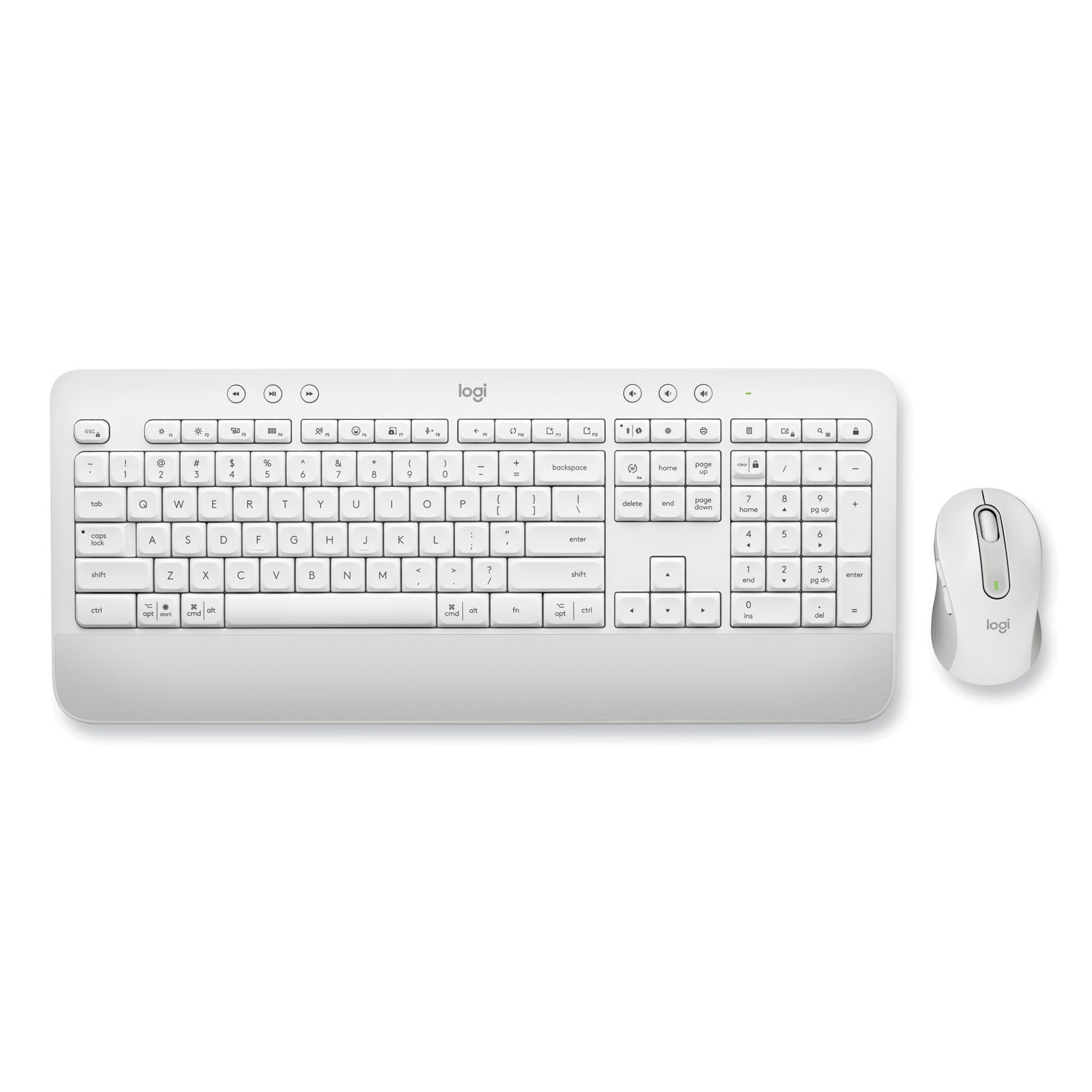 USB Plunger Wireless Bluetooth/RF Keyboard - 118 Key - English (US) - Off White - USB Wireless Bluetooth/RF Mouse - 4000 dpi - Scroll Wheel - Off White - Symmetrical - AA - Compatible with PC, Mac