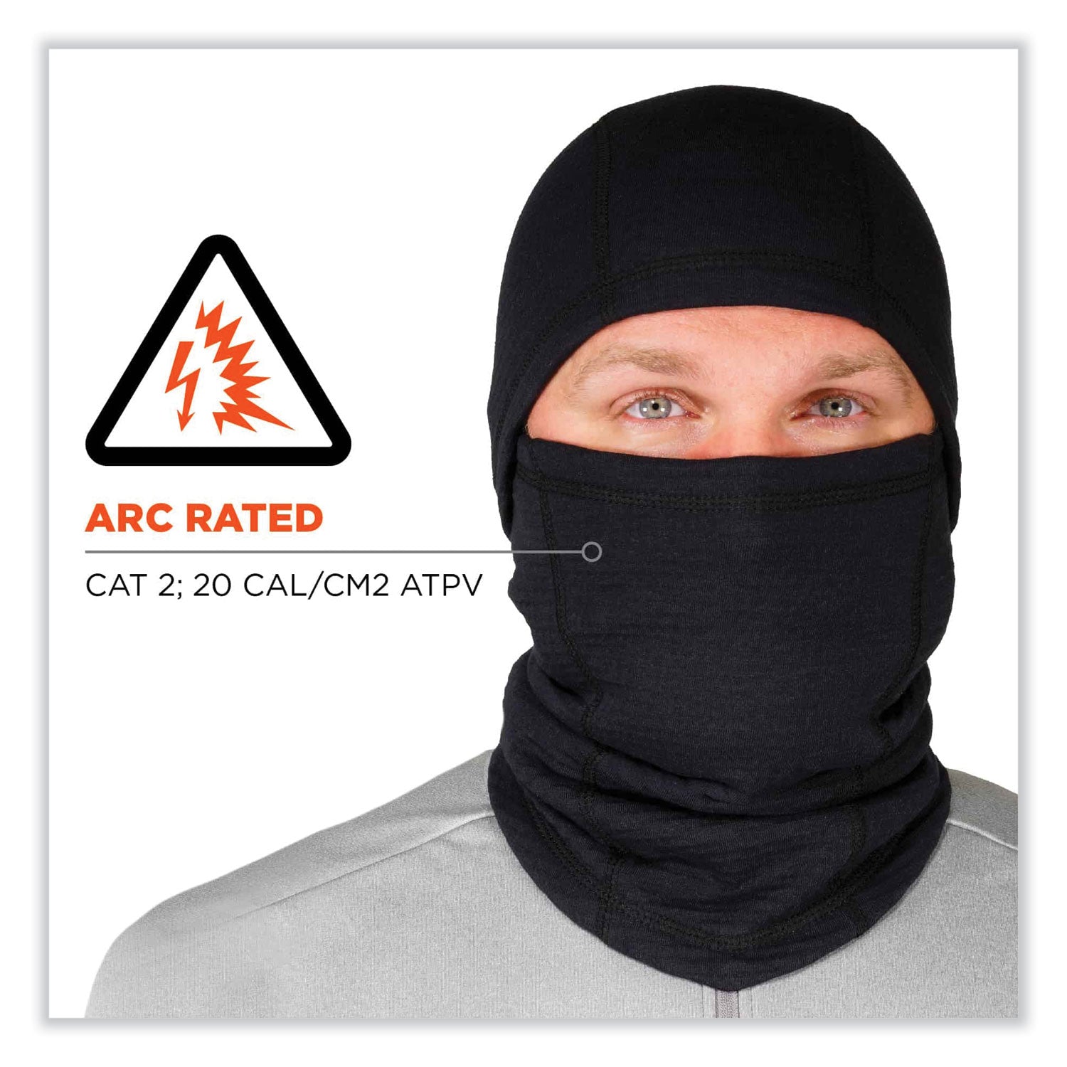 Ergodyne 6847 Flame-resistant Balaclava Face Mask, NFPA 70E / NFPA 2112, Black, 1 Each