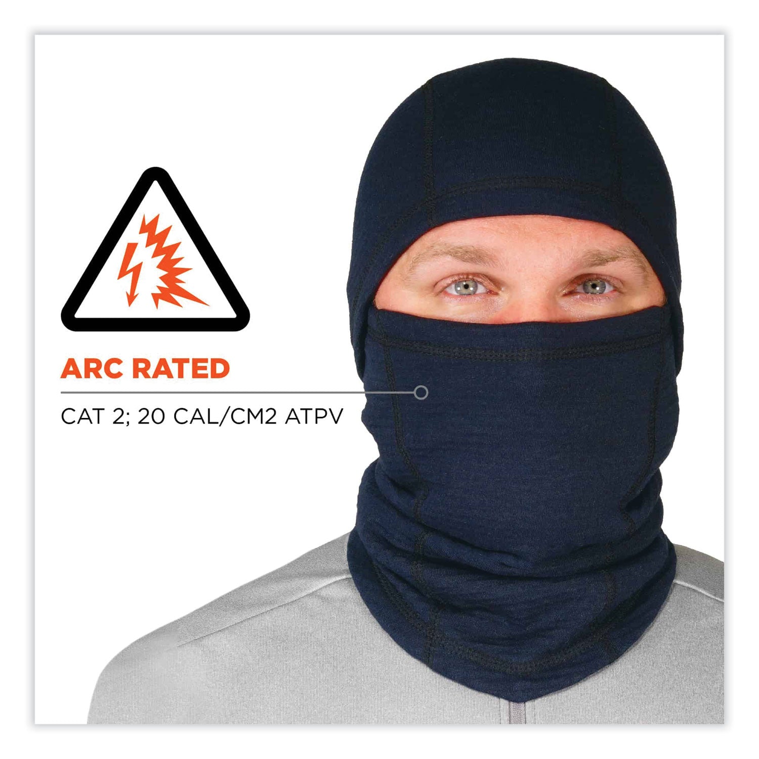 Ergodyne 6847 Flame-resistant Balaclava Face Mask, NFPA 70E / NFPA 2112 Certified, Navy, 1 Each