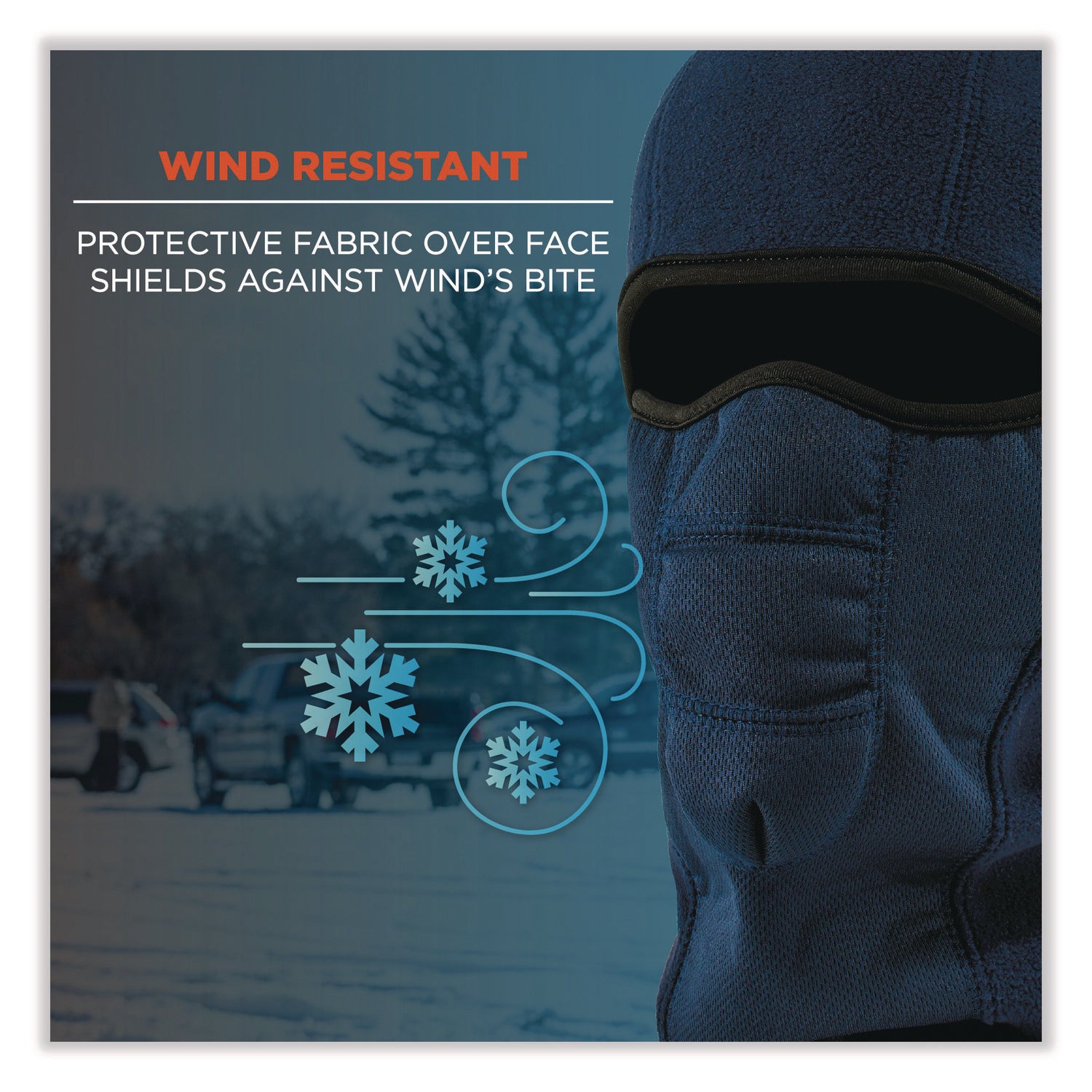 Ergodyne N-Ferno 6823 Balaclava Face Mask - Wind-Proof, Hinged Design - Fabric, Fleece - Navy
