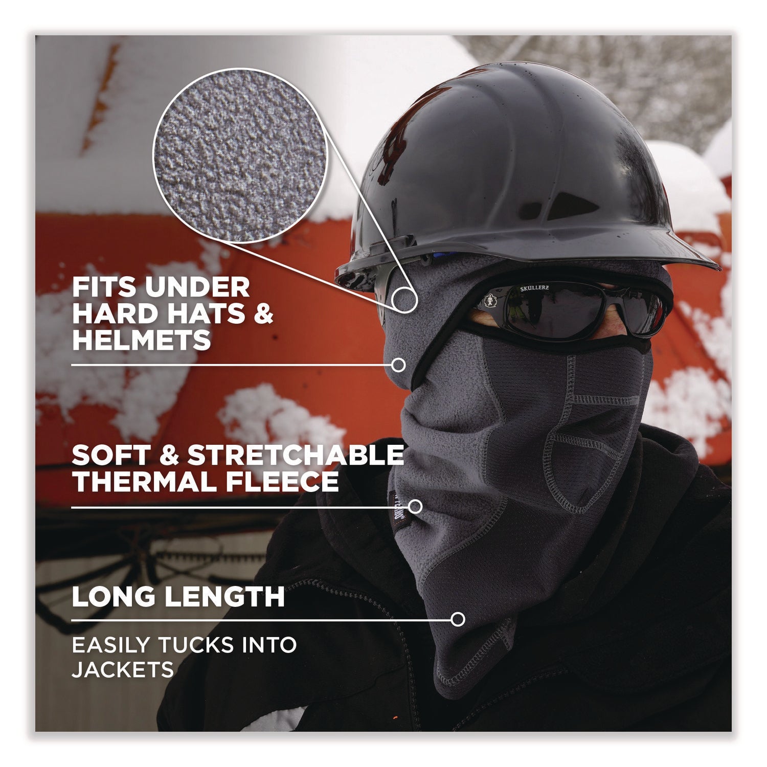 Ergodyne N-Ferno 6823 Balaclava Face Mask - Wind-Proof, Hinged Design - Fabric, Fleece - Navy