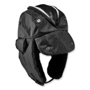 Ergodyne 6802Z Zippered Trapper Hat, Small/Medium, Black, Nylon/Oxford Nylon, 1 Each