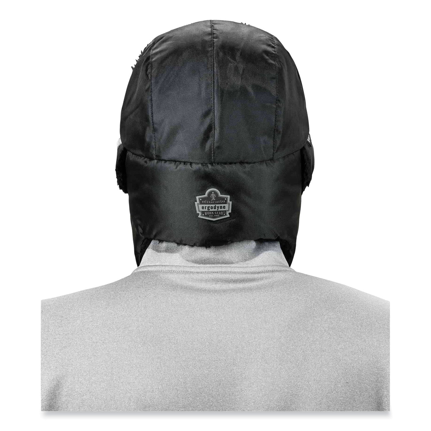 Ergodyne 6802Z Zippered Trapper Hat, Small/Medium, Black, Nylon/Oxford Nylon, 1 Each