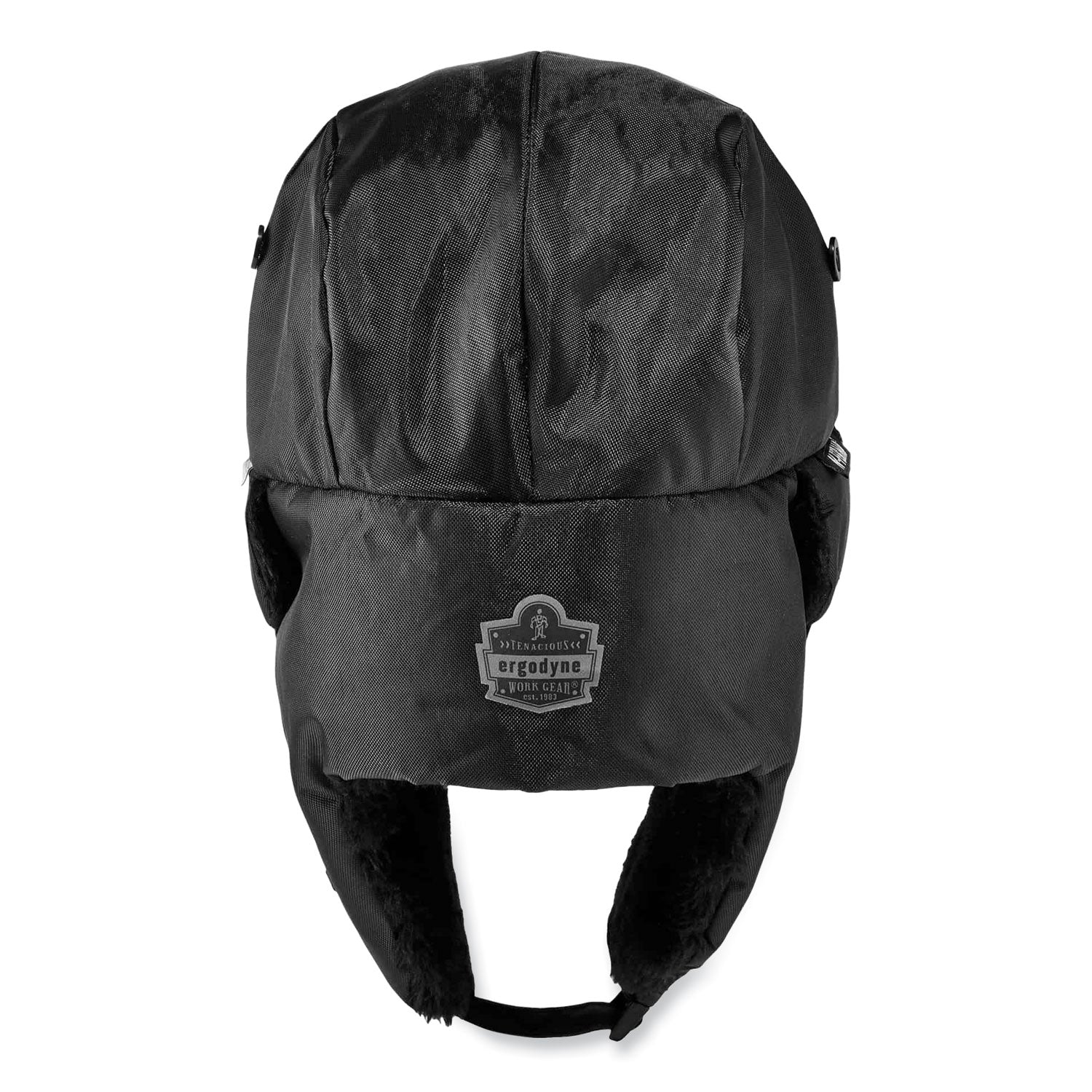 Ergodyne 6802Z Zippered Trapper Hat, Large/Extra Large, Black, Nylon/Oxford Nylon, 1 Each