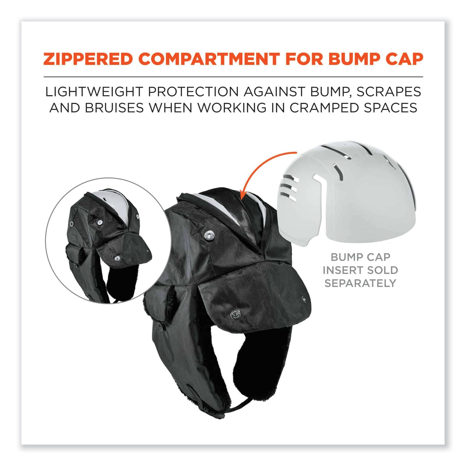 Ergodyne 6802Z Zippered Trapper Hat, Large/Extra Large, Black, Nylon/Oxford Nylon, 1 Each