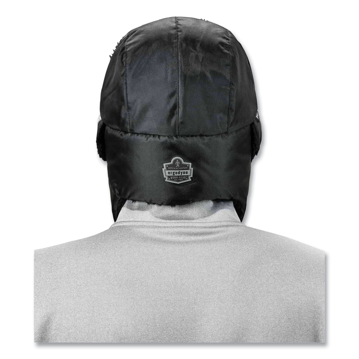 Ergodyne 6802Z Zippered Trapper Hat, Large/Extra Large, Black, Nylon/Oxford Nylon, 1 Each