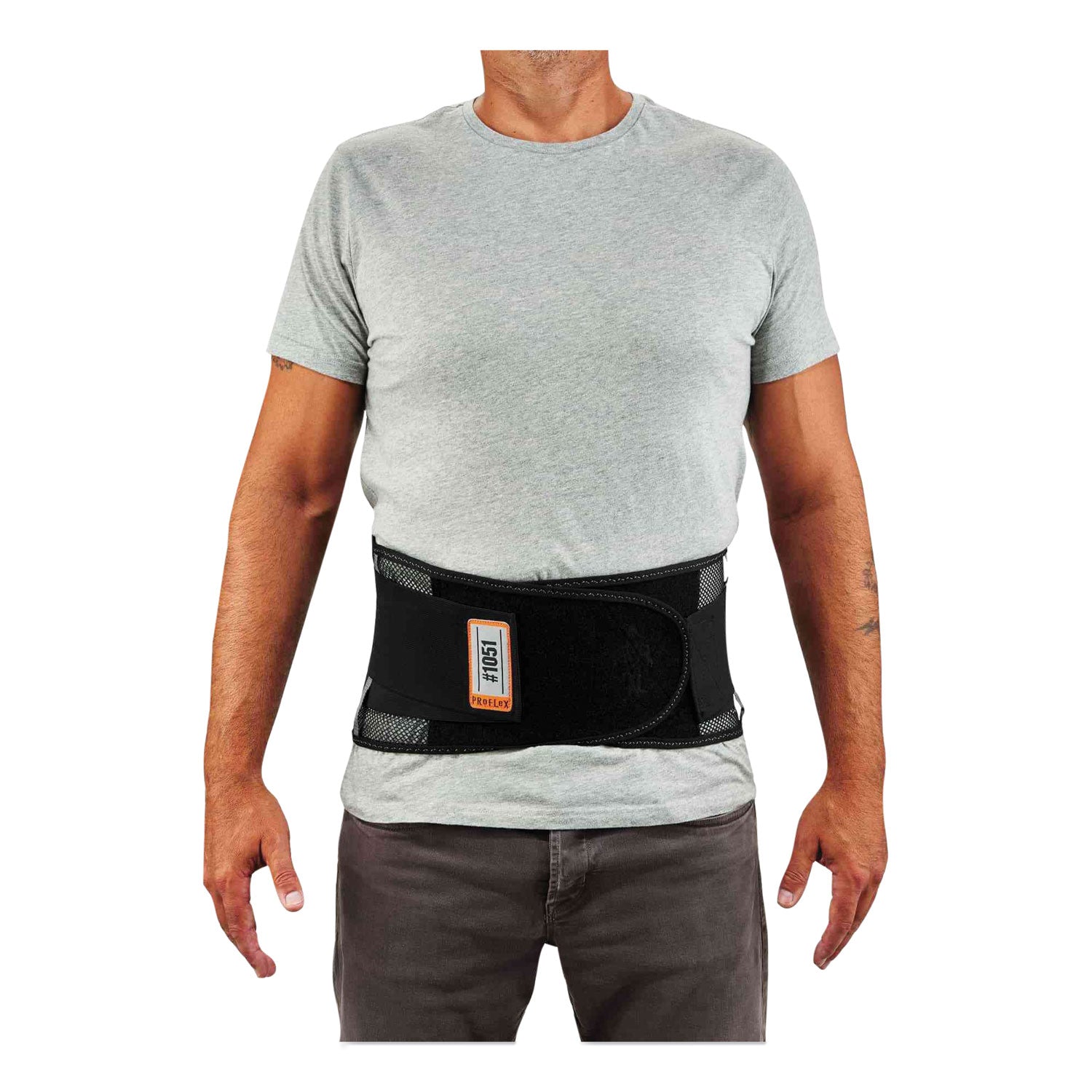 Ergodyne ProFlex 1051 Mesh Back Support with Lumbar Pad, Black, Mesh Fabric, Small, 1 Each