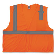 Ergodyne 8210HL Mesh Hi-Vis Safety Vest, Orange, Reflective, Breathable, Lightweight, Hook & Loop Closure, 4X/5X, Polyester Mesh, Mic Tab, Pocket, ANSI/ISEA 107 Class 2, 1 Each