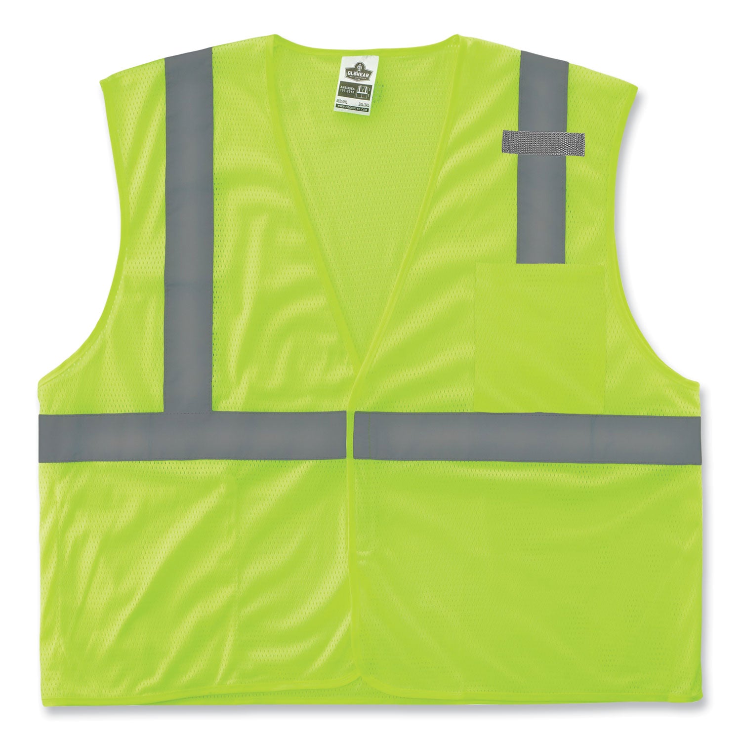 Ergodyne 8210HL Mesh Hi-Vis Safety Vest, Extra Small, Lime, Reflective, Lightweight, Breathable, Hook & Loop Closure, Pocket, Mic Tab, 1 Each
