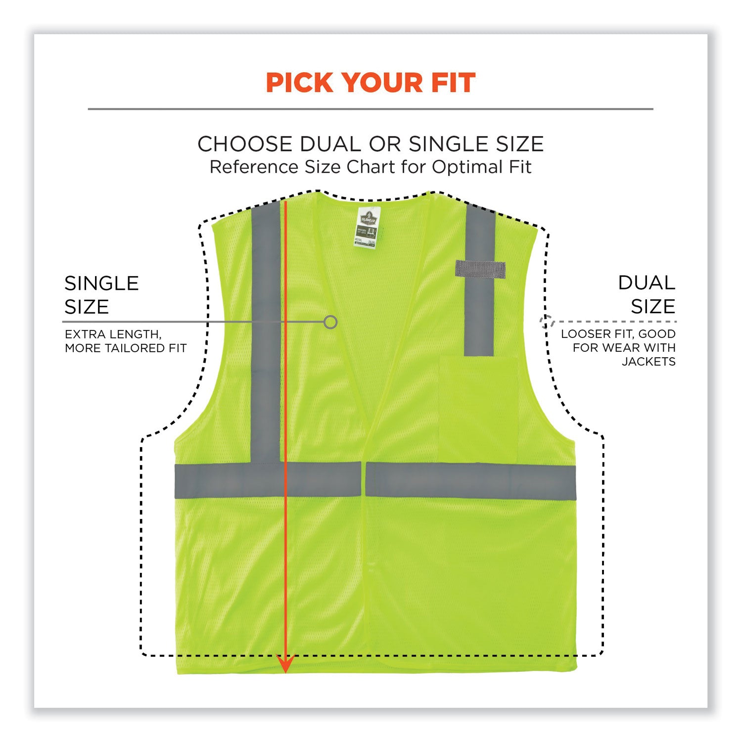 Ergodyne 8210HL Mesh Hi-Vis Safety Vest, Extra Small, Lime, Reflective, Lightweight, Breathable, Hook & Loop Closure, Pocket, Mic Tab, 1 Each