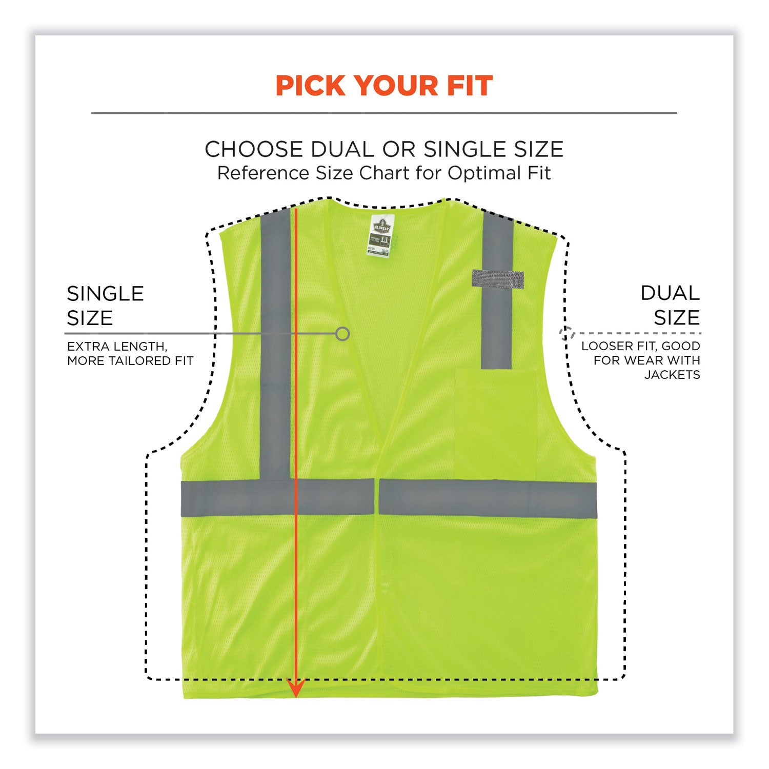 Ergodyne 8210HL Mesh Hi-Vis Safety Vest, Lime, Reflective, Breathable, Lightweight, Pocket, Mic Tab, Hook & Loop Closure, 4XL/5XL, 1 Each