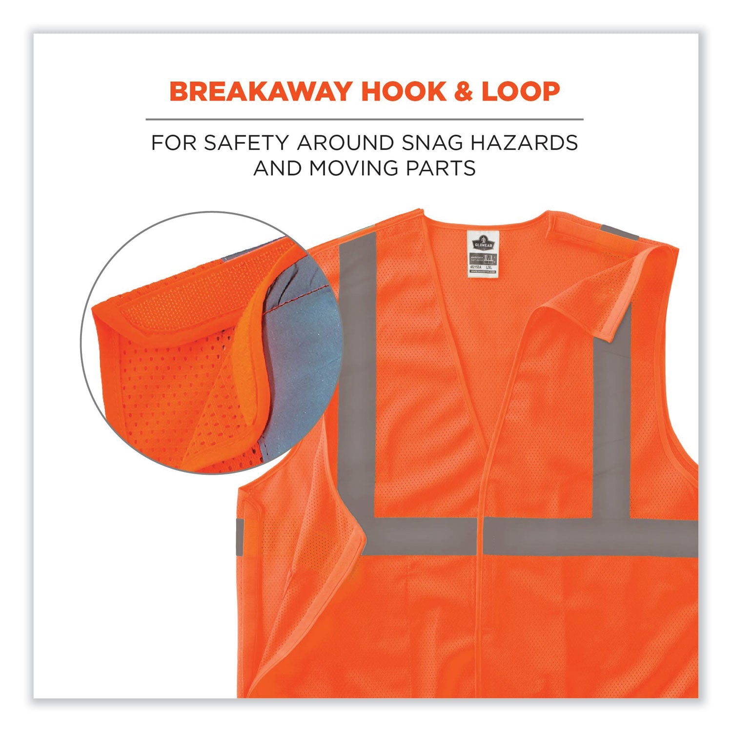 Ergodyne 8215BA Breakaway Mesh Vest - Recommended for: Construction, Emergency, Warehouse, Baggage Handling - Extra Small - Hook & Loop Closure - Polyester Mesh - Orange - High Visibility, Machine Washable, Breathable, Lightweight, Pocket - 1 Each