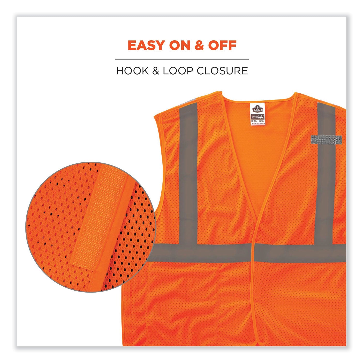Ergodyne 8215BA Breakaway Mesh Vest - Recommended for: Construction, Emergency, Warehouse, Baggage Handling - Extra Small - Hook & Loop Closure - Polyester Mesh - Orange - High Visibility, Machine Washable, Breathable, Lightweight, Pocket - 1 Each