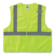 Ergodyne 8215BA Breakaway Mesh Vest - Recommended for: Construction, Emergency, Warehouse, Baggage Handling - Extra Small - Hook & Loop Closure - Polyester Mesh - Lime - High Visibility, Machine Washable, Breathable, Lightweight, Pocket - 1 Each