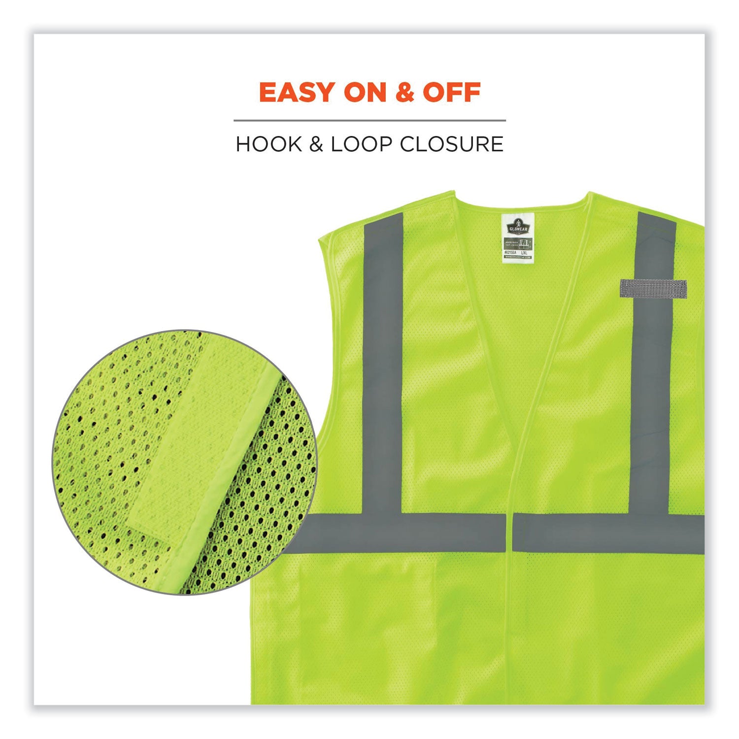 Ergodyne 8215BA Breakaway Mesh Vest - Recommended for: Construction, Emergency, Warehouse, Baggage Handling - Extra Small - Hook & Loop Closure - Polyester Mesh - Lime - High Visibility, Machine Washable, Breathable, Lightweight, Pocket - 1 Each