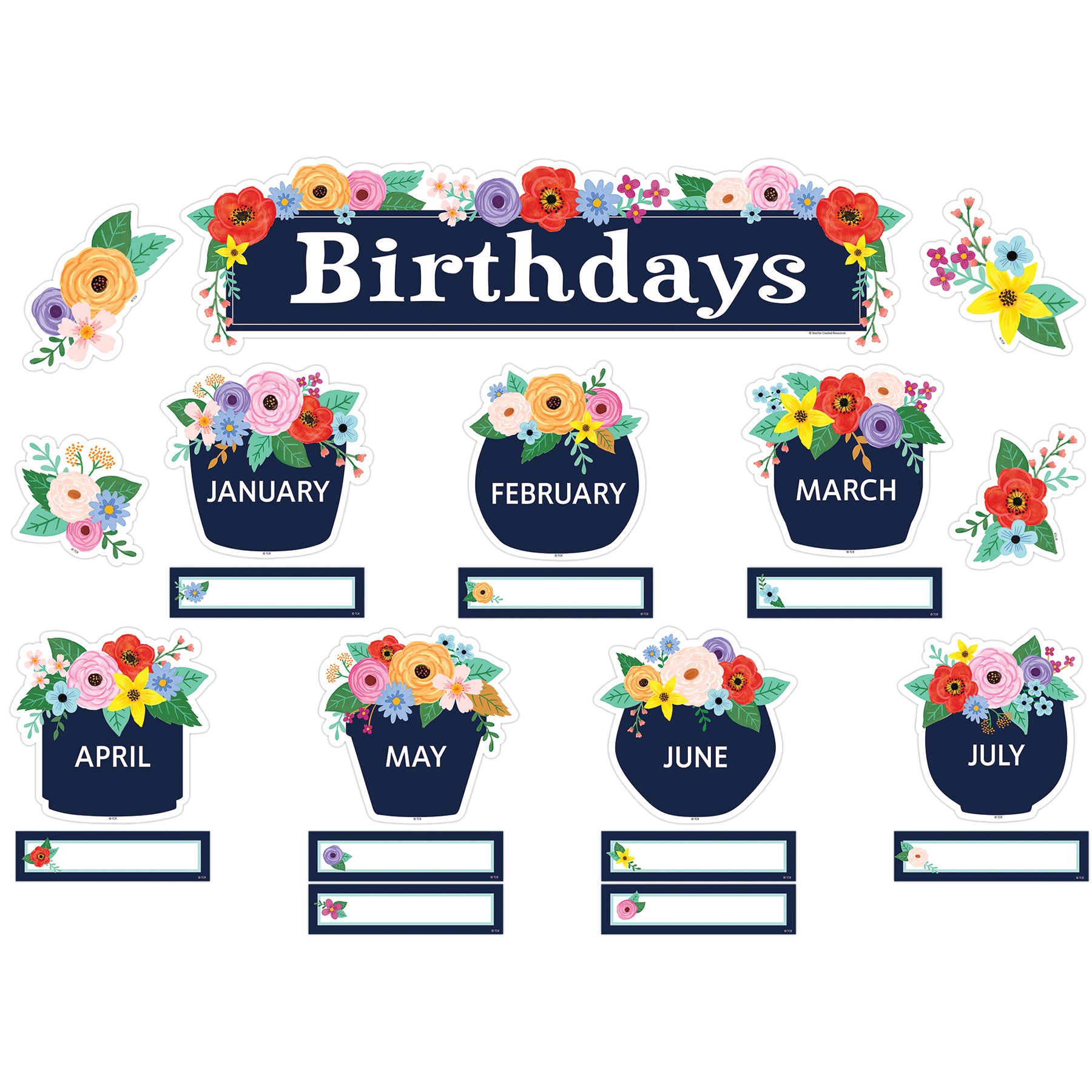 Wildflowers Birthdays Mini Bulletin Board Set, 53 Pieces