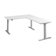 Bush Business Furniture Move 60 Series 60W Height Adjustable L Shaped Standing Desk in White with Metallic Gray Base - 59.45" Width x 76.97" Depth x 27.44" Height