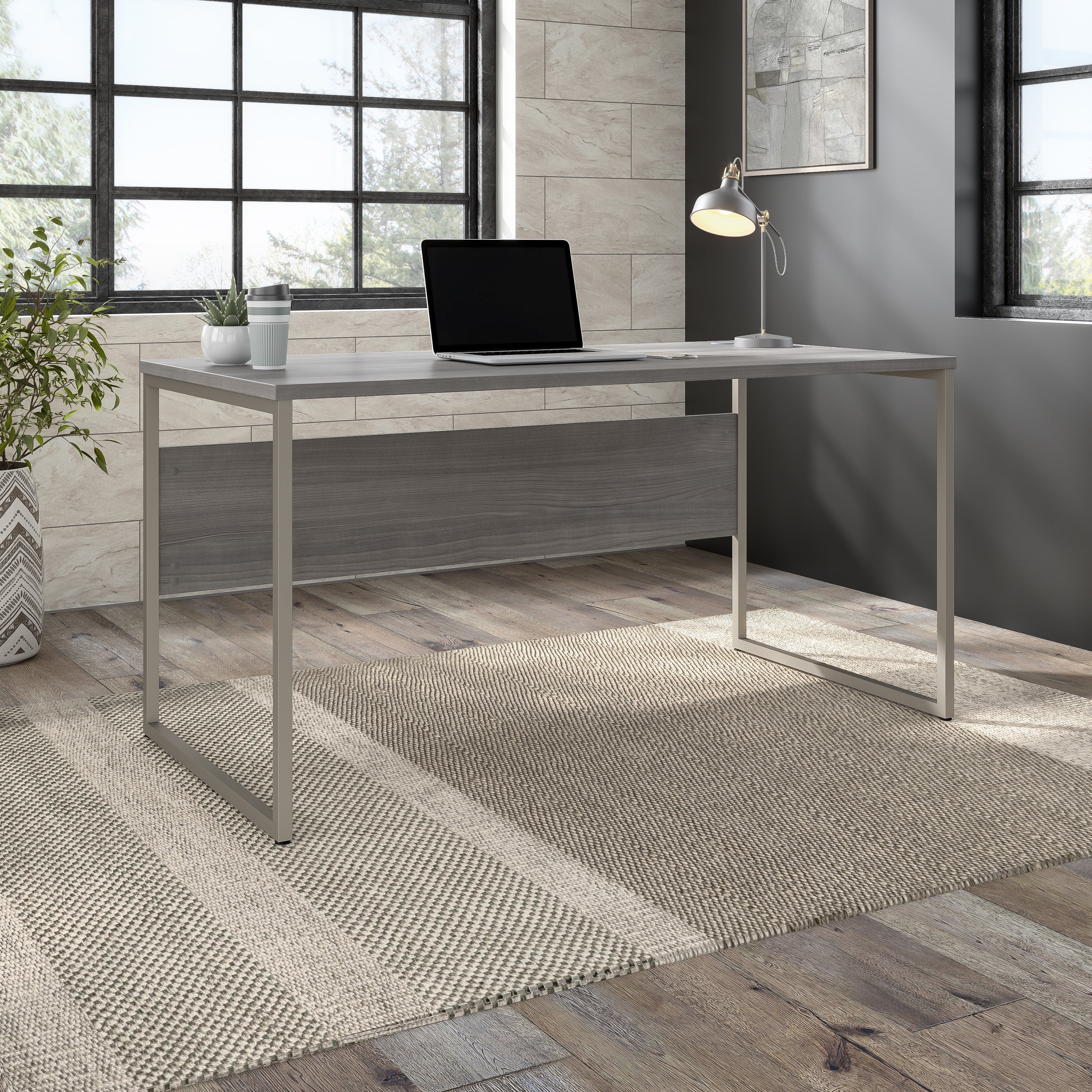 Bush Business Furniture Hybrid 60W x 30D Computer Table Desk with Metal Legs in Platinum Gray - 59.45" Width x 29.37" Depth x 29.91" Height