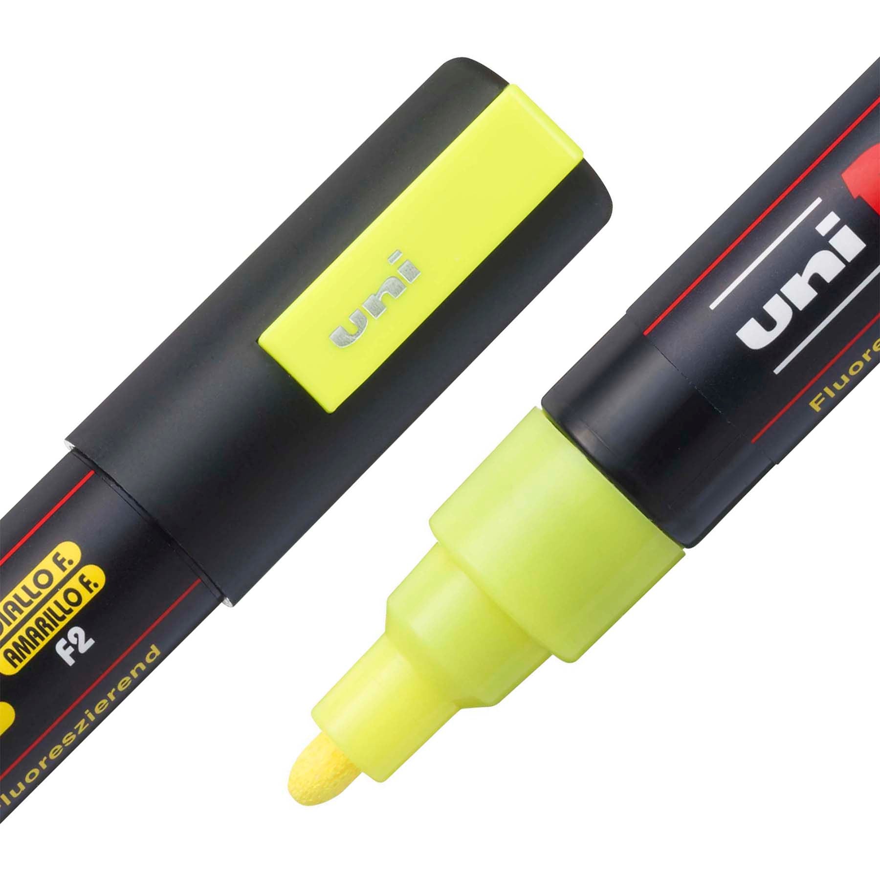 uni® POSCA PC-5M Water-Based Paint Markers, Reversible Medium Tip (1.8-2.5mm), Fluorescent Yellow