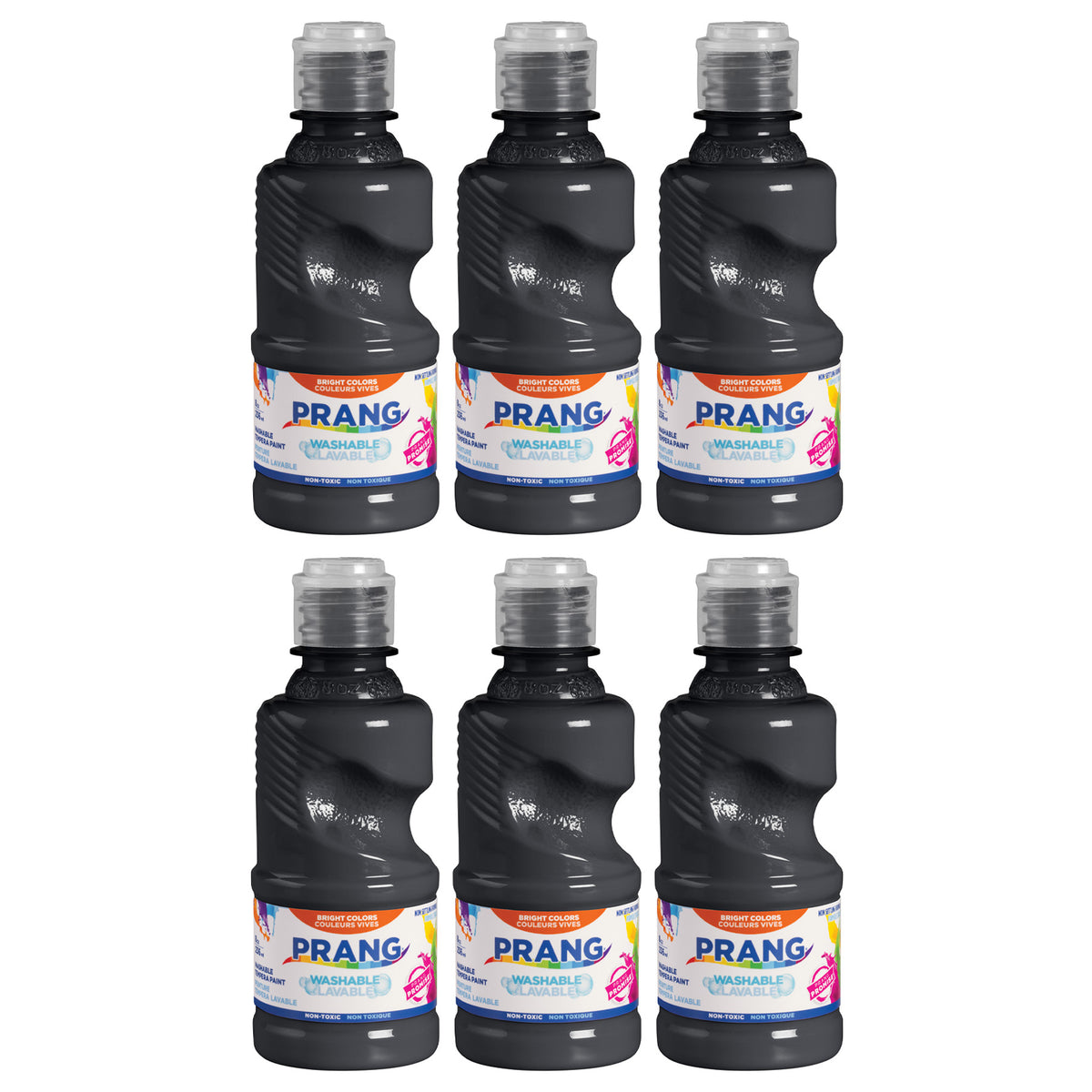 (6 EA) TEMPERA PAINT WASH 8OZ BLK