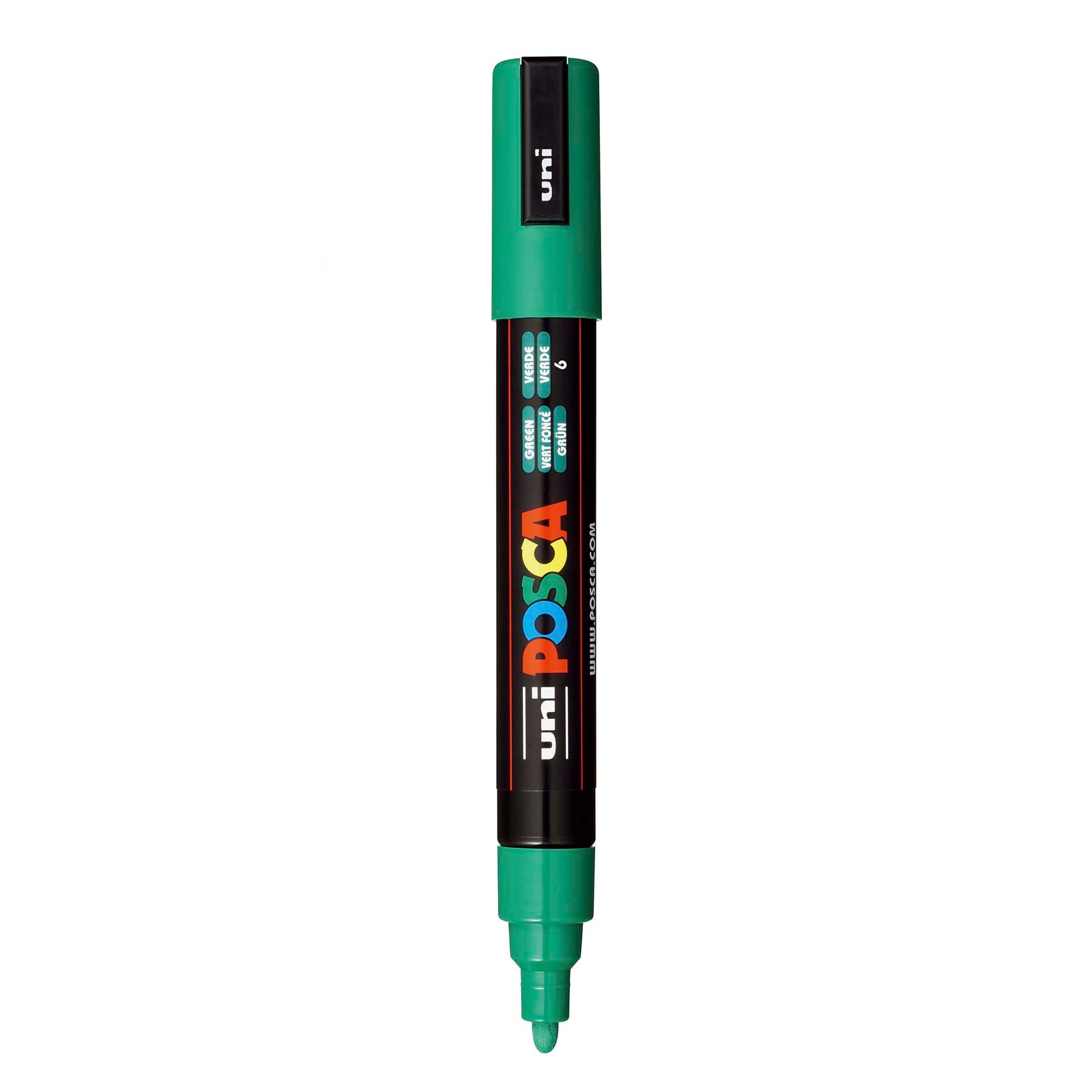 uni® POSCA PC-5M Water-Based Paint Markers, Reversible Medium Tip (1.8-2.5mm), Green