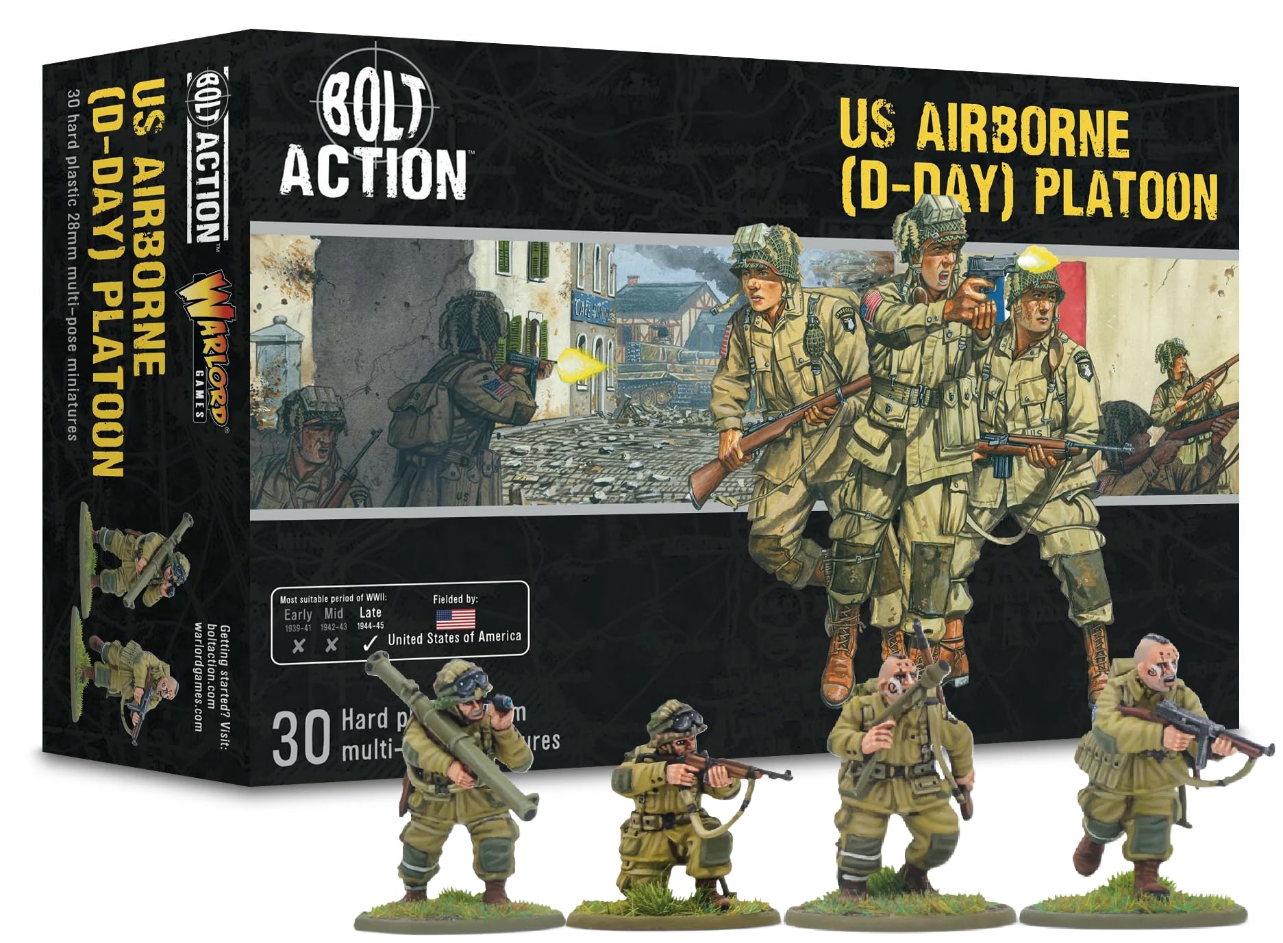 US Airborne D-Day Platoon - 28mm Scale Plastic Miniatures for Bolt Action by Warlord Games Highly Detailed World War 2 Miniatures