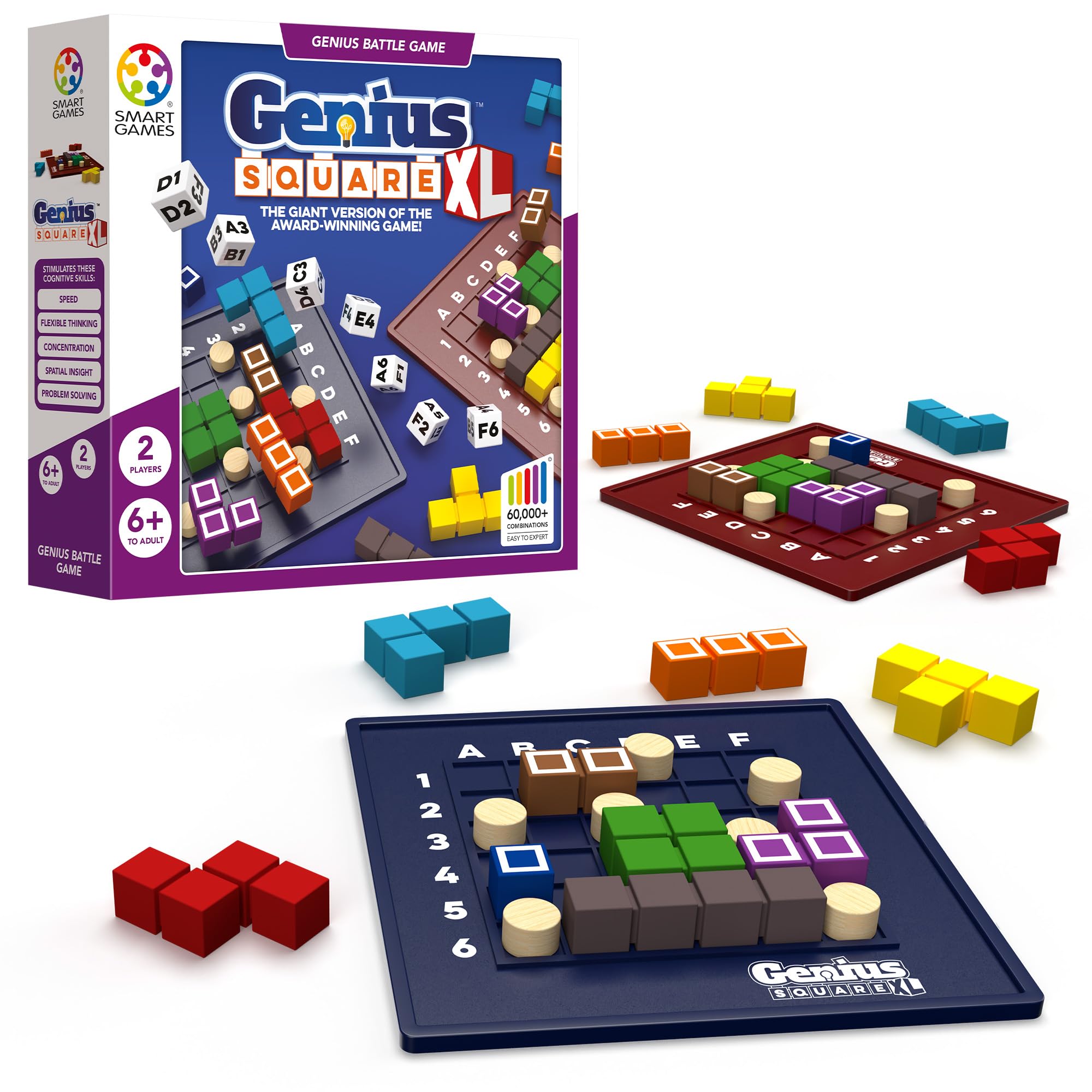 Genius Square XL - Supersized STEM Puzzle Game! Roll The Dice & Race To Fill The Grid! 600000+ Solutions