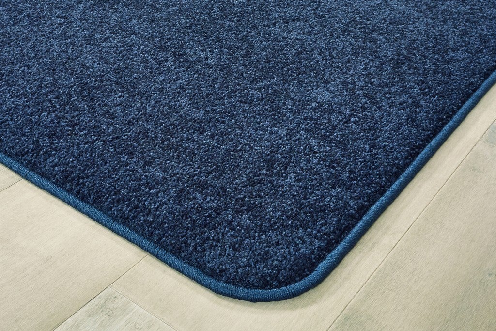 KIDplush Solids Collection Carpet - 7ft 6in x 12ft - Rectangle - Deep Sea Blue