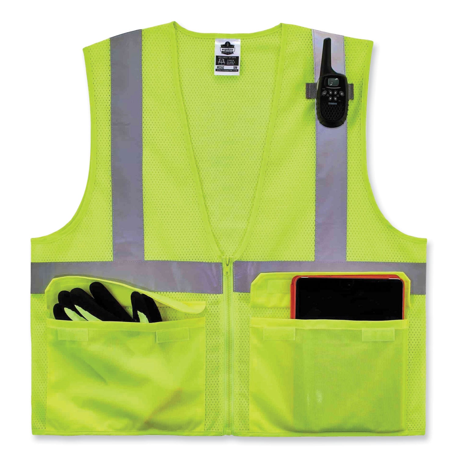 GloWear 8220Z Class 2 Standard Mesh Zipper Vest, Polyester, 2X-Large/3X-Large, Lime