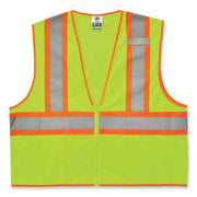 Ergodyne Class 2 Two-tone Lime Vest - Large/Extra Large - Lime - Reflective, Machine Washable, Lightweight, Pocket, Zipper Closure - 1 Each