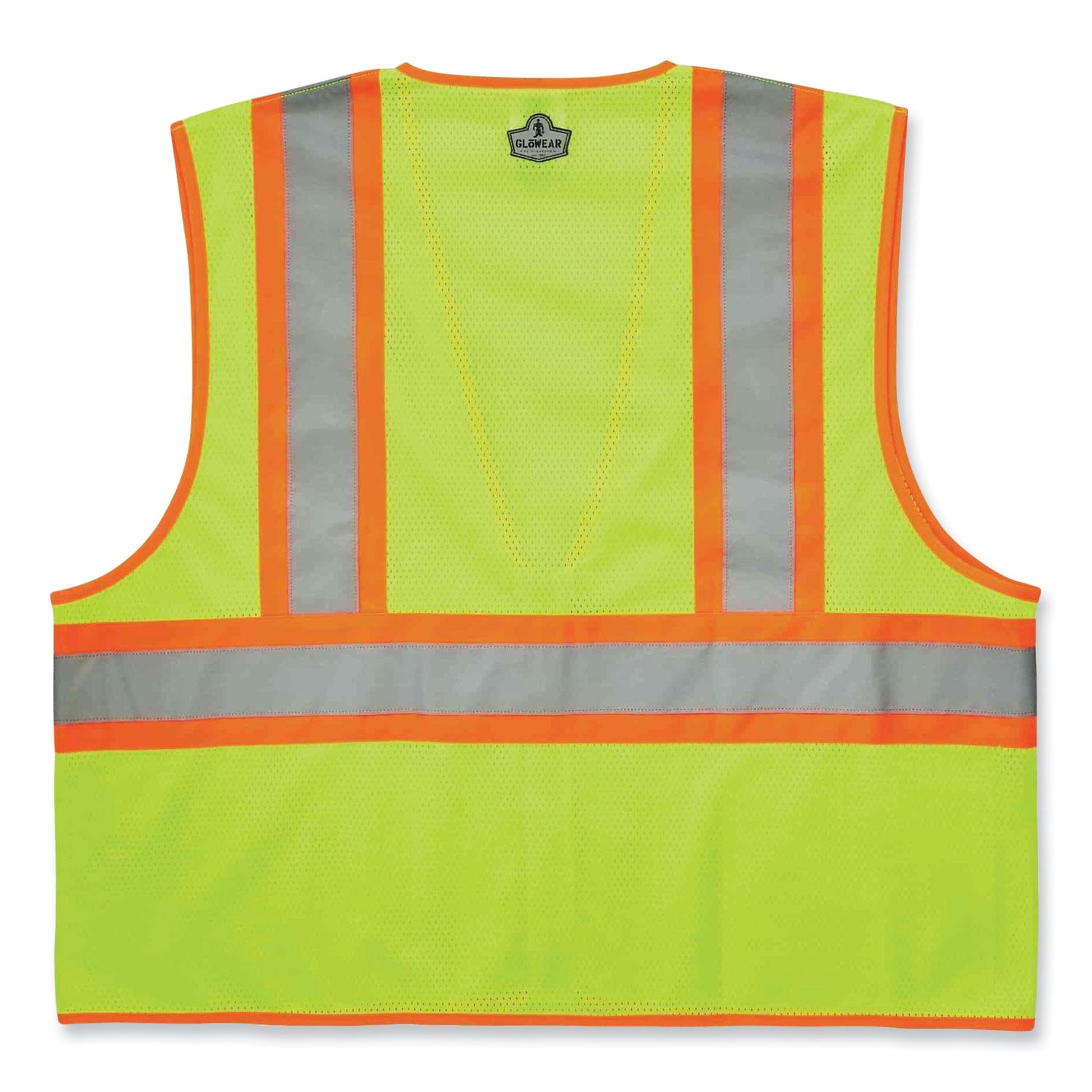 Ergodyne Class 2 Two-tone Lime Vest - 2-Xtra Large/3-Xtra Large - Lime - Reflective, Machine Washable, Lightweight, Pocket, Zipper Closure - 1 Each