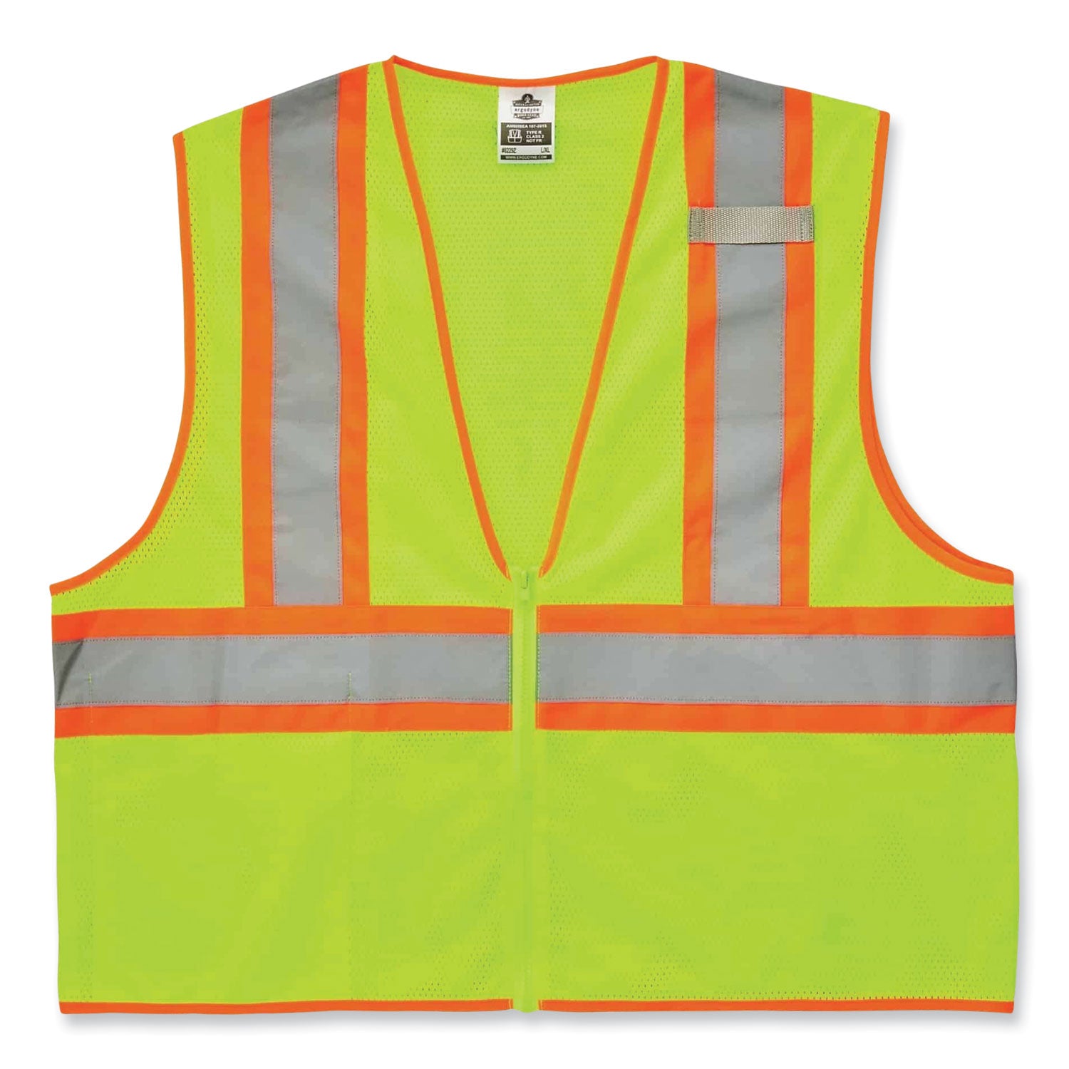 Ergodyne 8229Z Economy Two-Tone Vest - Recommended for: Construction, Emergency, Warehouse, Baggage Handling - 4-Xtra Large/5-Xtra Large - Zipper Closure - Polyester Mesh, Mesh Fabric - Lime - Reflective, Pocket - 1 Each