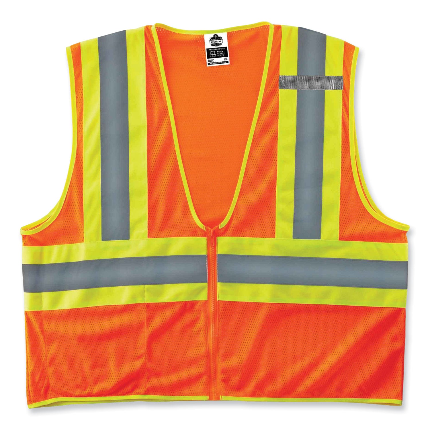Ergodyne Class 2 Two-tone Orange Vest - Small/Medium - Orange - Reflective, Machine Washable, Lightweight, Pocket, Zipper Closure - 1 Each