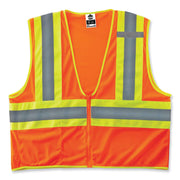 Ergodyne Class 2 Two-tone Orange Vest - Small/Medium - Orange - Reflective, Machine Washable, Lightweight, Pocket, Zipper Closure - 1 Each