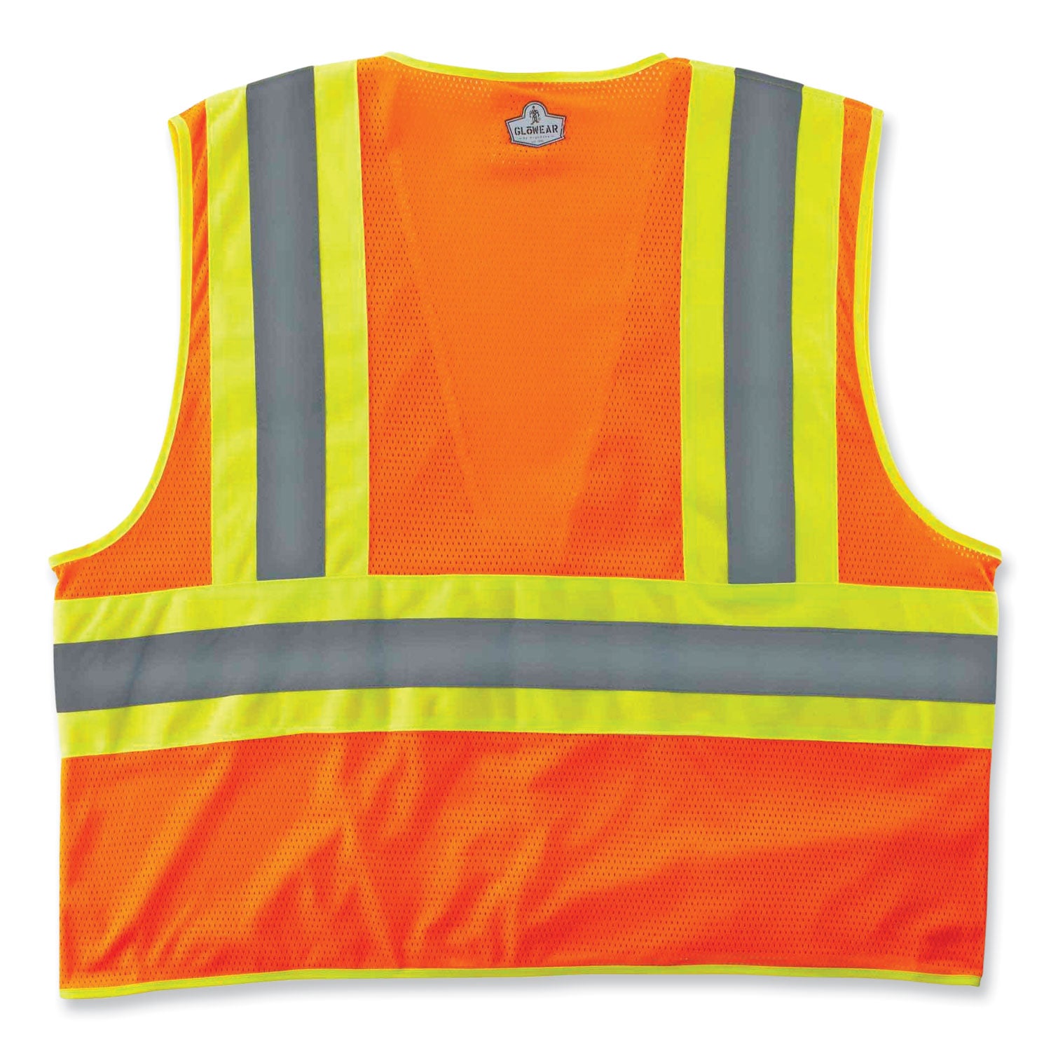 Ergodyne Class 2 Two-tone Orange Vest - Recommended for: Construction - Large/Extra Large - Zipper Closure - Polyester Mesh, Fabric - Orange, Lime, Silver - Reflective, Machine Washable, Lightweight, Zipper Closure, Pocket, High Visibility - 1 Each