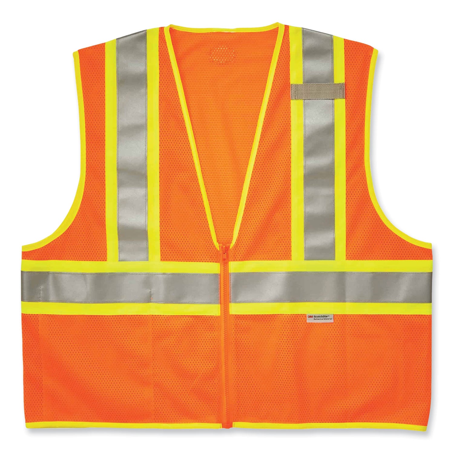 Ergodyne 8230Z Type R Class 2 Two-Tone Vest, Large/Extra Large, Zipper Closure, Mesh Polyester, Orange, Pocket, Mic Tab, Reflective, 1 Each