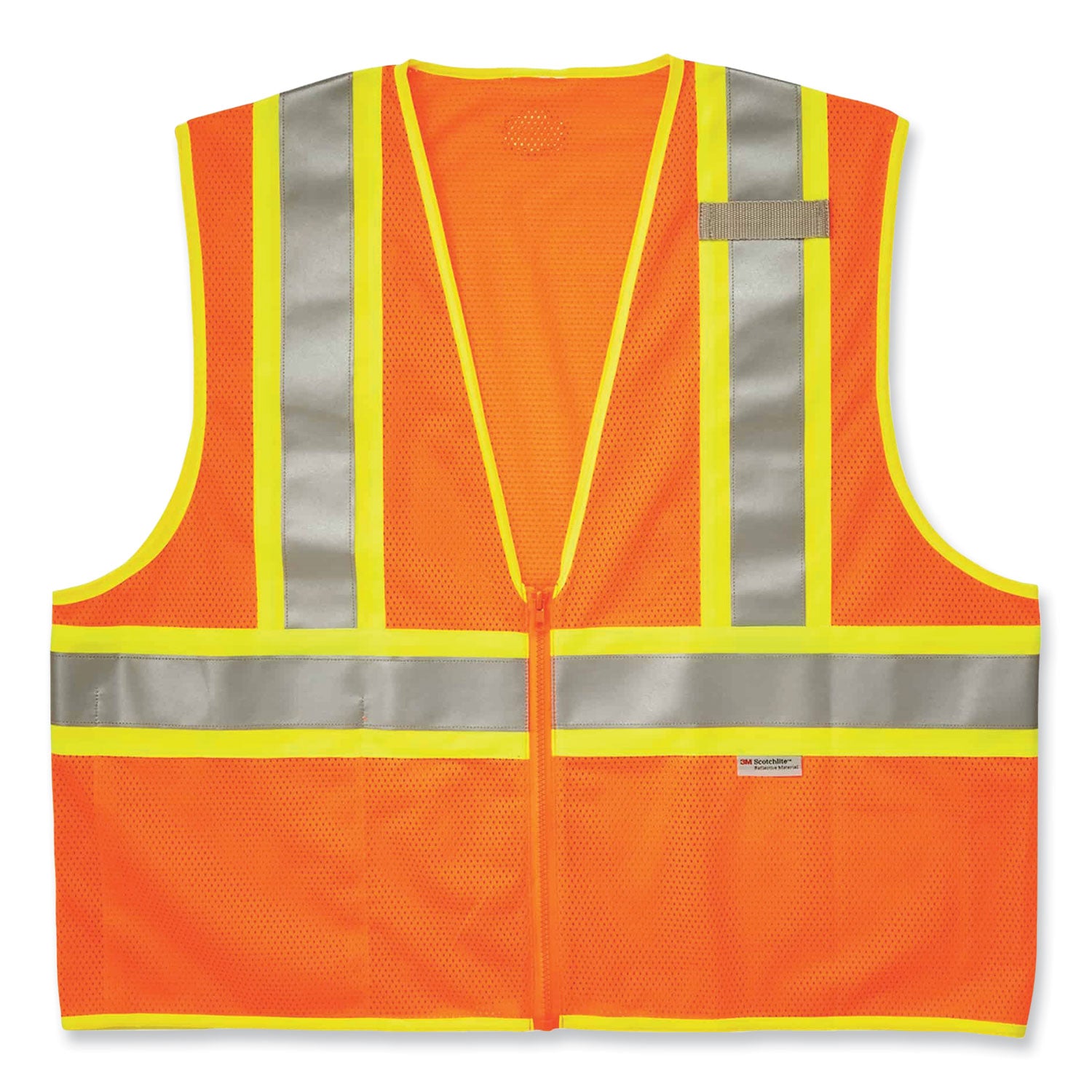 Ergodyne 8230Z Type R Class 2 Two-Tone Vest, 2XL/3XL, Zipper Closure, Mesh Polyester, Orange, Pocket, Mic Tab, Reflective, 1 Each