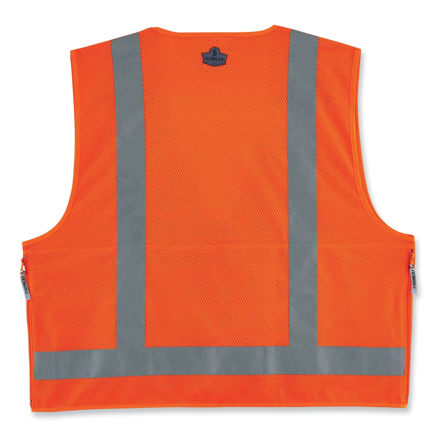 Ergodyne 8250Z Type R Class 2 Surveyors Vest, 4XL/5XL, Zipper Closure, Poly Mesh, Orange, Pocket, Mic Tab, Reflective, 1 Each