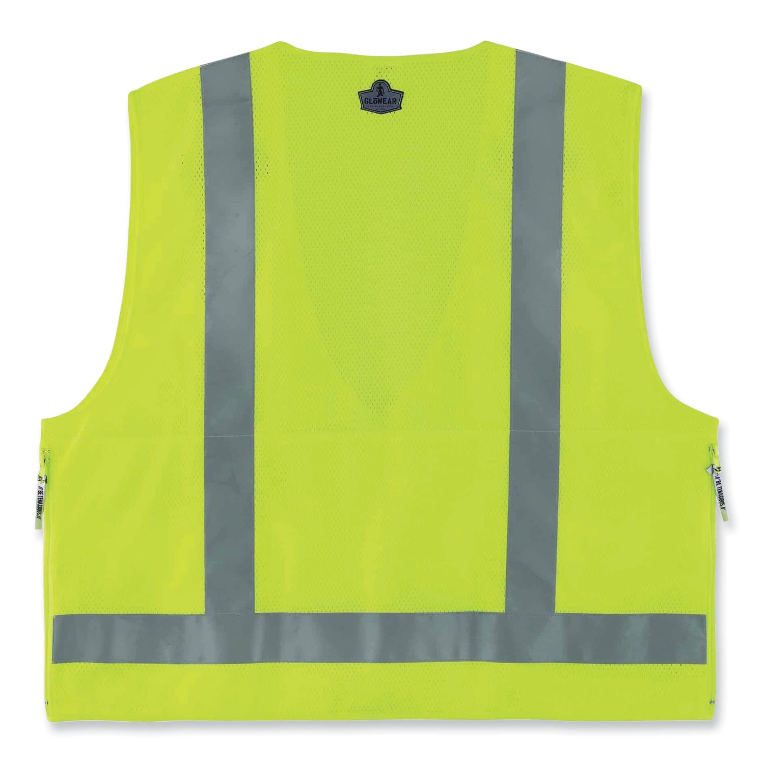 Ergodyne 8250Z Type R Class 2 Surveyors Vest, Small/Medium, Zipper Closure, Poly Mesh, Lime, Pocket, Mic Tab, Reflective, 1 Each