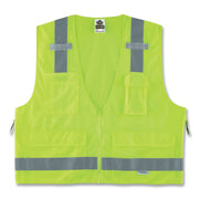 GloWear 8250Z Class 2 Surveyors Zipper Vest, Polyester, 2X-Large/3X-Large, Lime