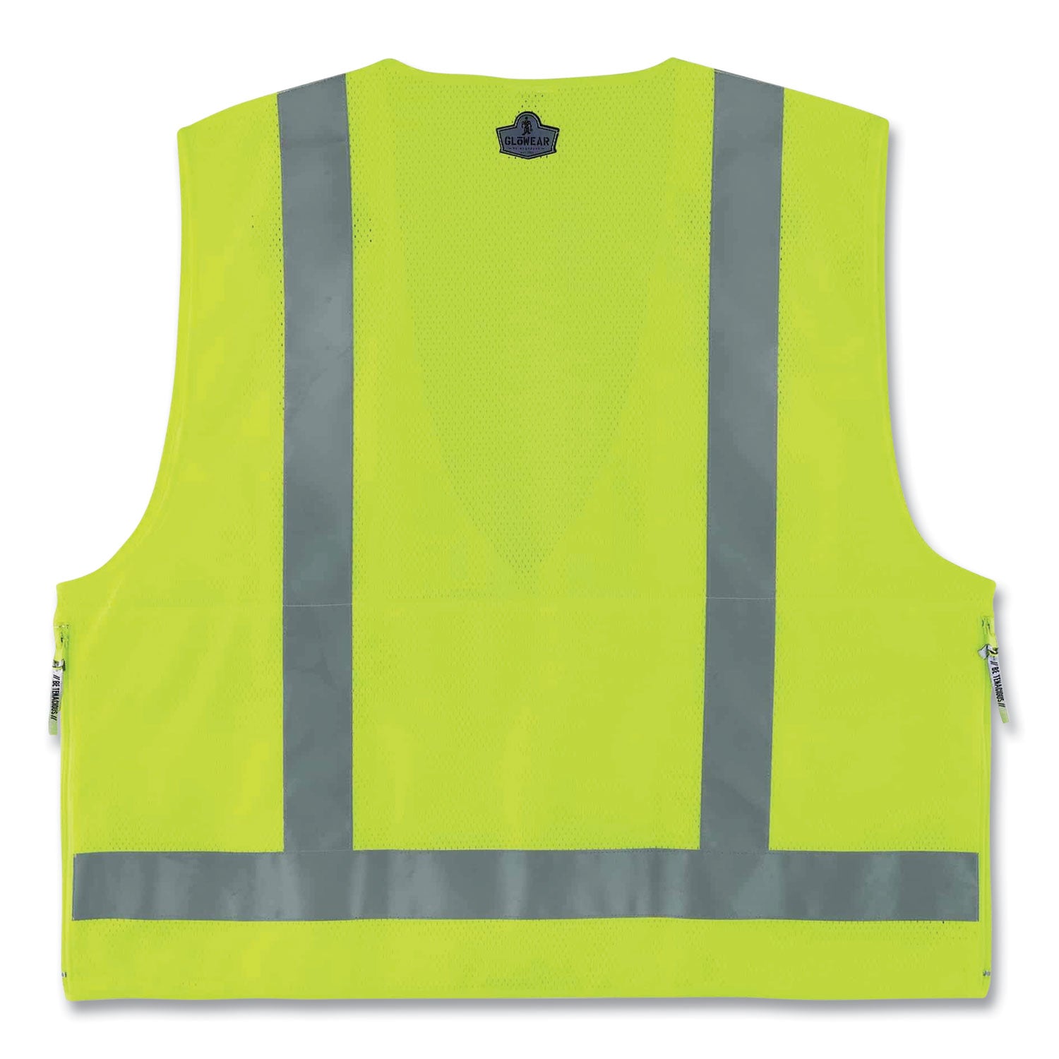 Ergodyne 8250Z Type R Class 2 Surveyors Vest, 4XL/5XL, Zipper Closure, Poly Mesh, Lime, Pocket, Mic Tab, Reflective, 1 Each