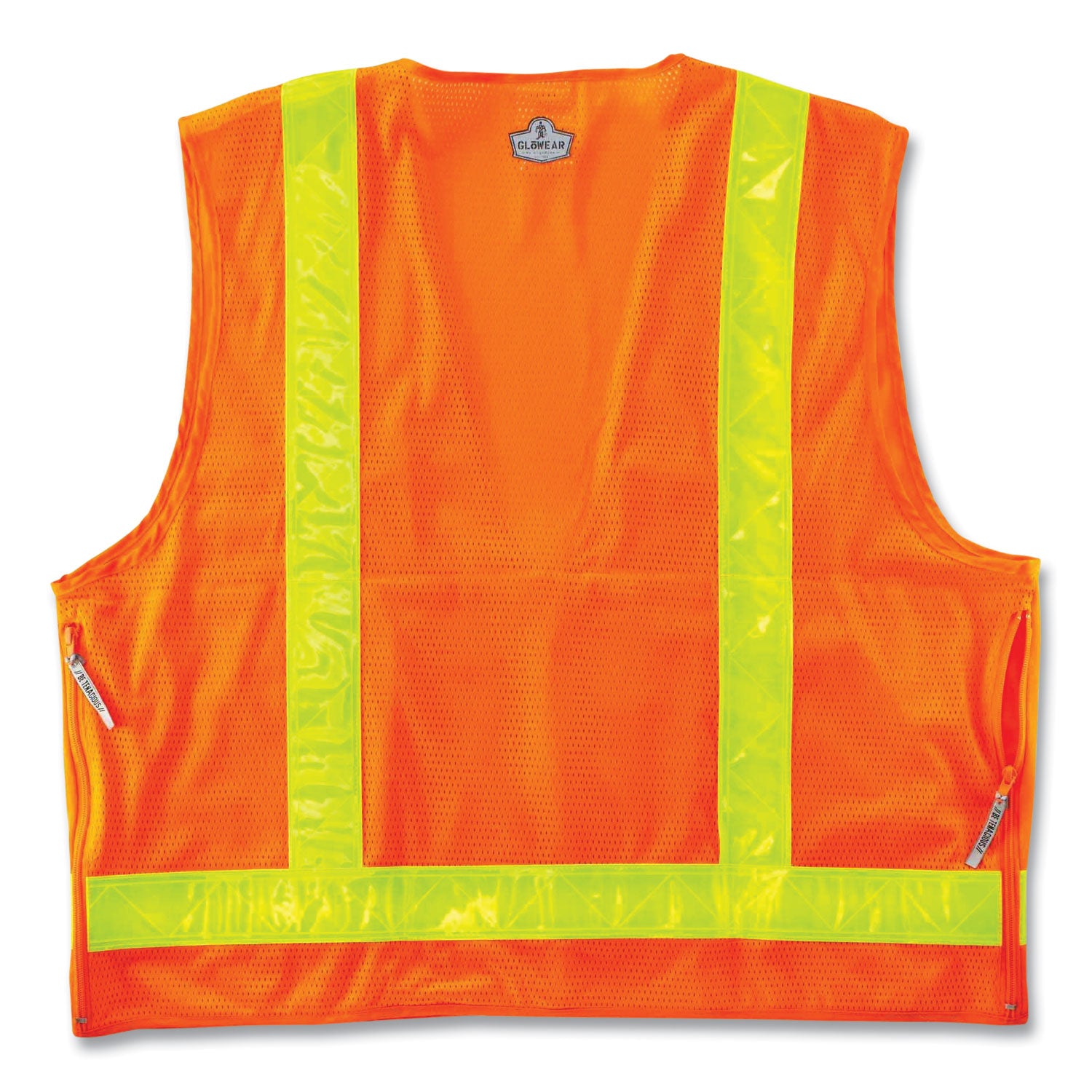 Ergodyne 8250ZHG Type R Class 2 Hi-Gloss Surveyors Vest, Small/Medium, Zipper Closure, Poly Mesh, Orange, Pocket, Mic Tab, Reflective, 1 Each