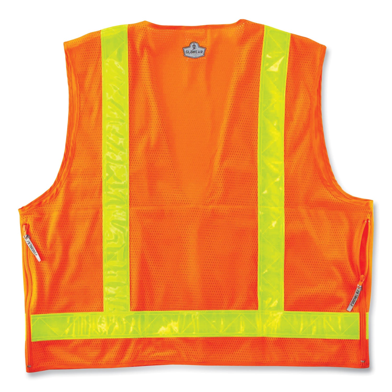 Ergodyne 8250ZHG Type R Class 2 Hi-Gloss Surveyors Vest, 2-XL/3-XL, Zipper Closure, Poly Mesh, Orange, Pocket, Mic Tab, Reflective, 1 Each